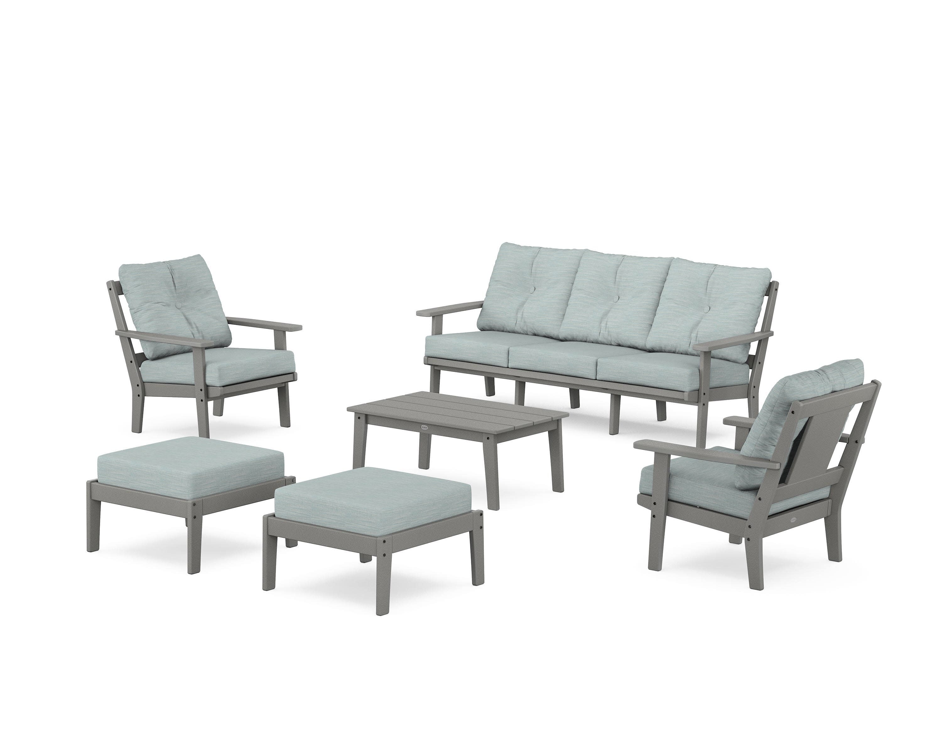 Prairie 6-Piece Lounge Sofa Set in Slate Grey / Soothe Mist