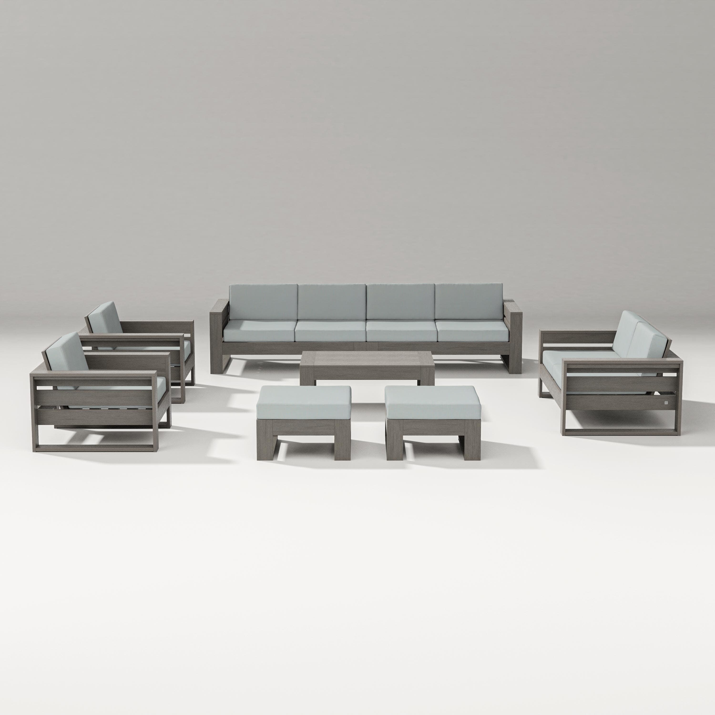 Latitude 8-Piece Lounge Sofa Set in Driftwood / Spa