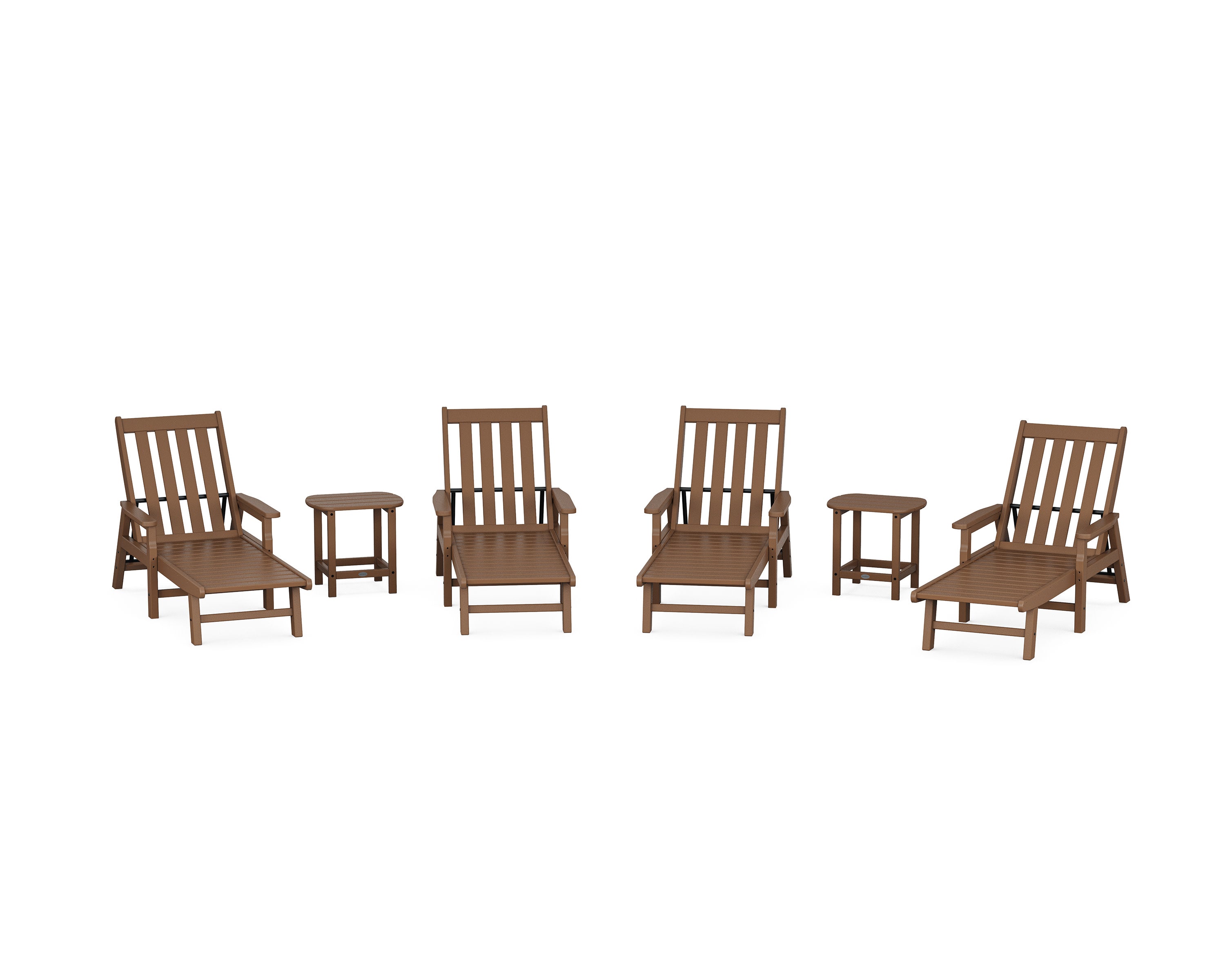 Vineyard 6-Piece Chaise with Arms Set in Teak