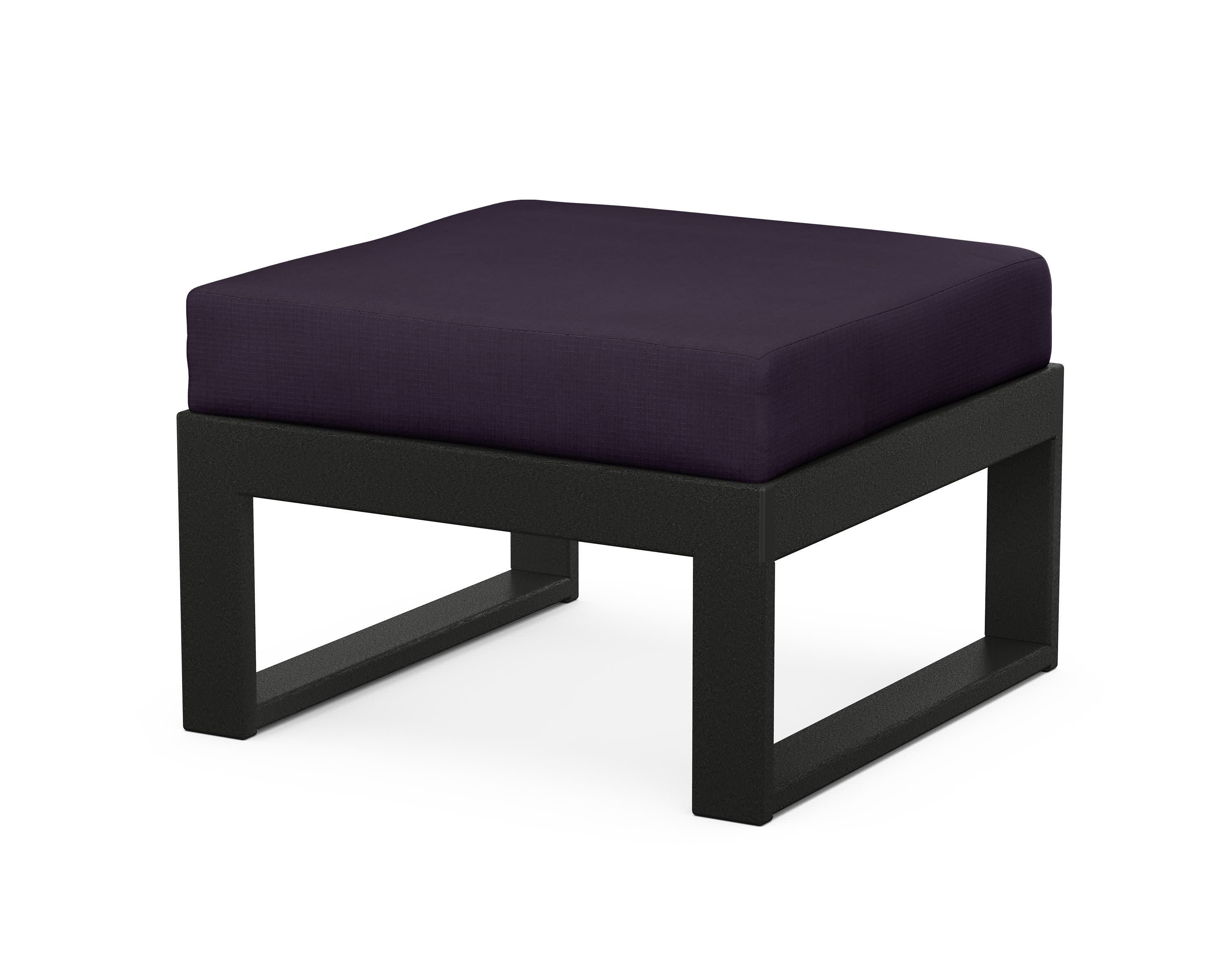 Modular Ottoman - Modern in Black / Navy Linen