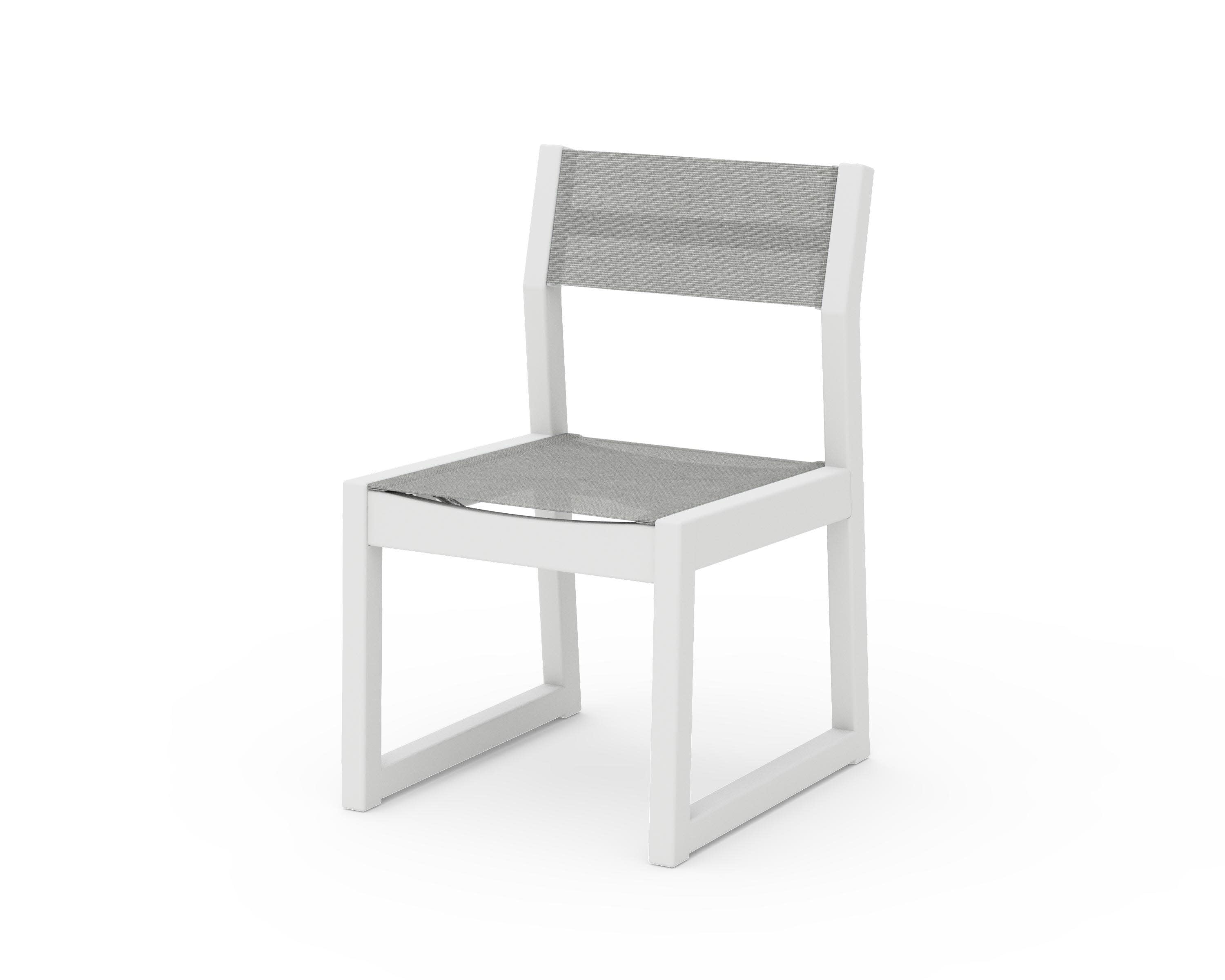 Edge Sling Dining Side Chair - 2 Chairs in White / Metallic Sling