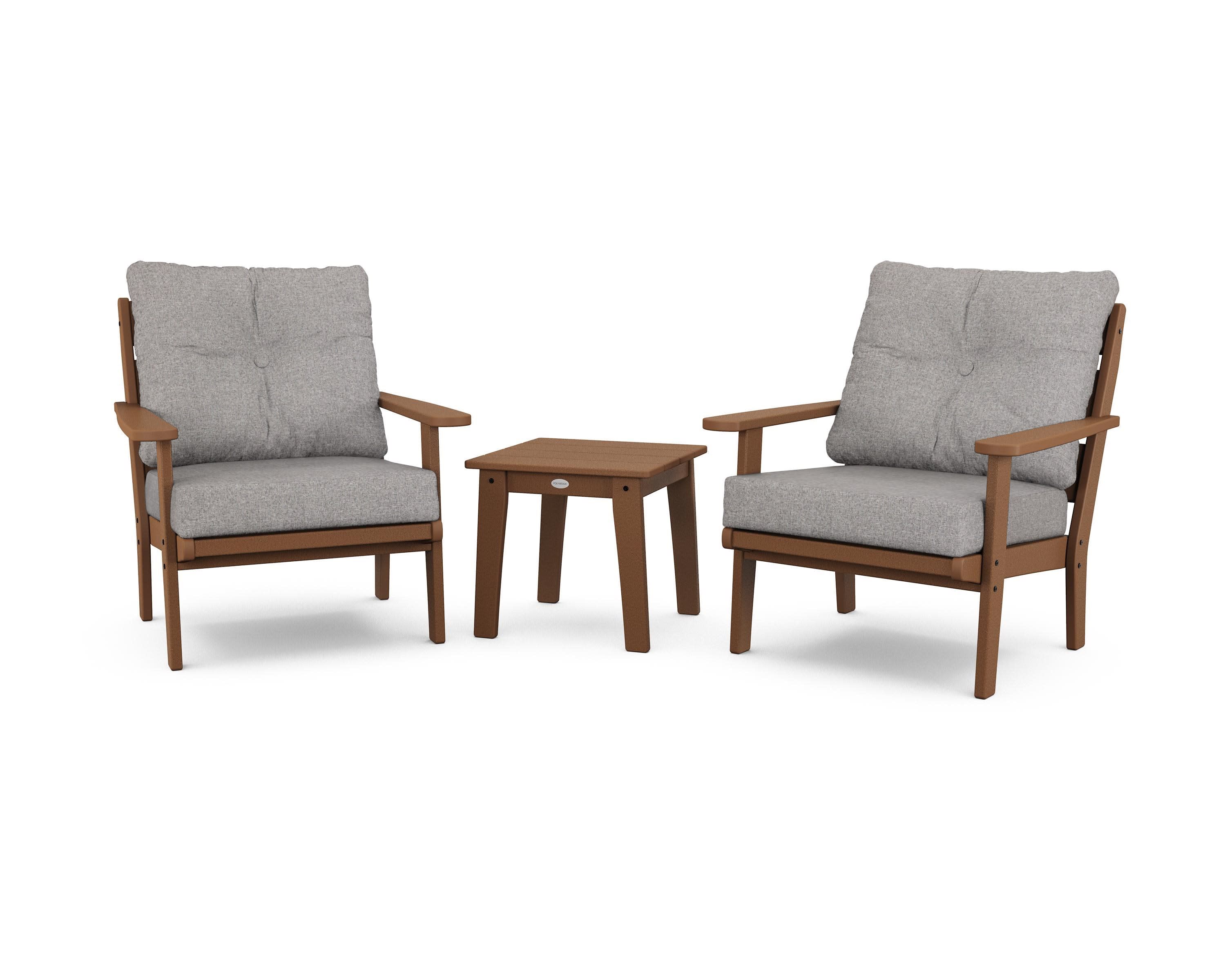 Lakeside 3-Piece Deep Seating Chair Set in Teak / Grey Mist
