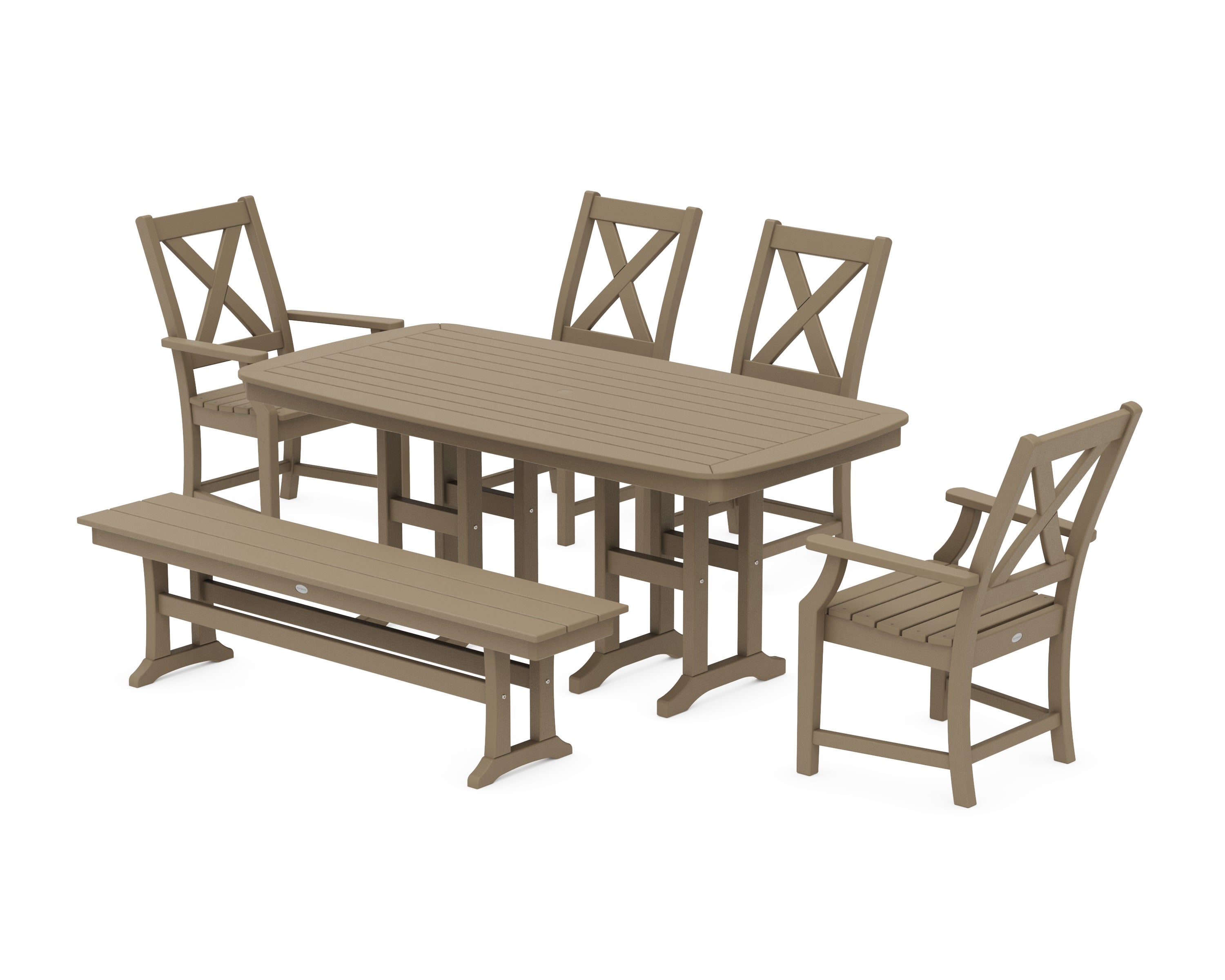 Braxton 6-Piece Dining Set with Bench in Vintage Sahara