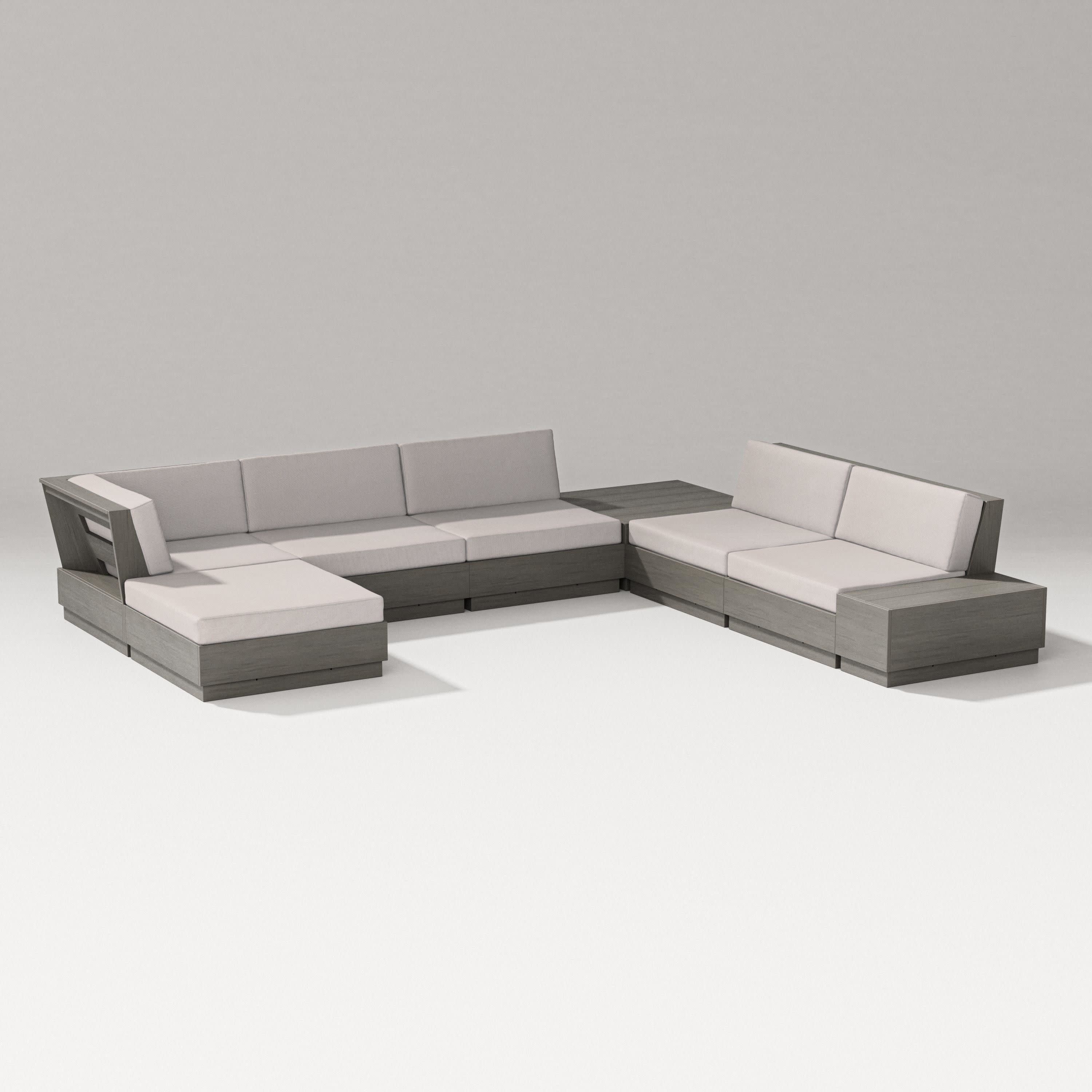Elevate 8-Piece Corner Sectional in Driftwood / Dune Burlap