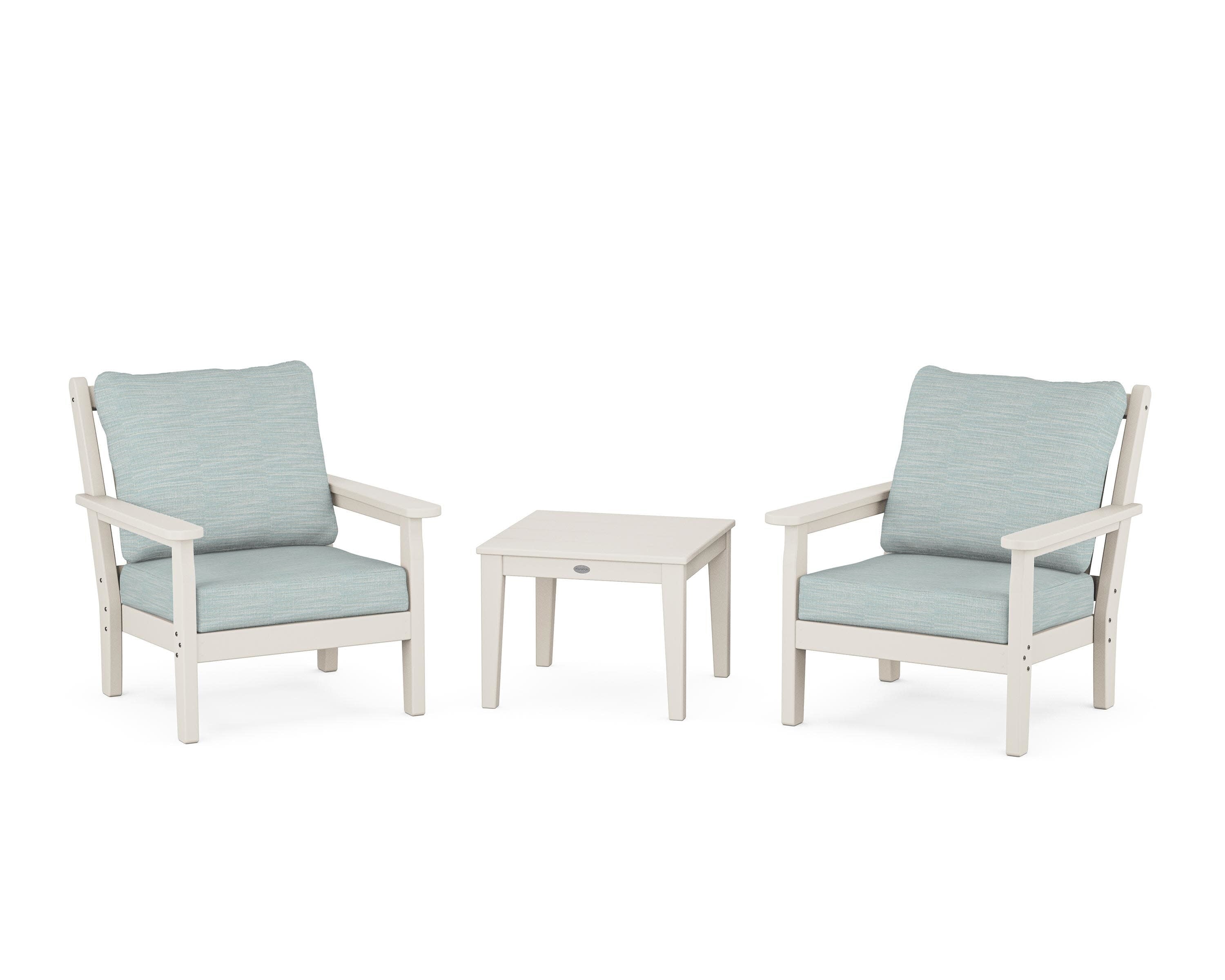 Chippendale 3-Piece Deep Seating Set in Sand / Soothe Mist