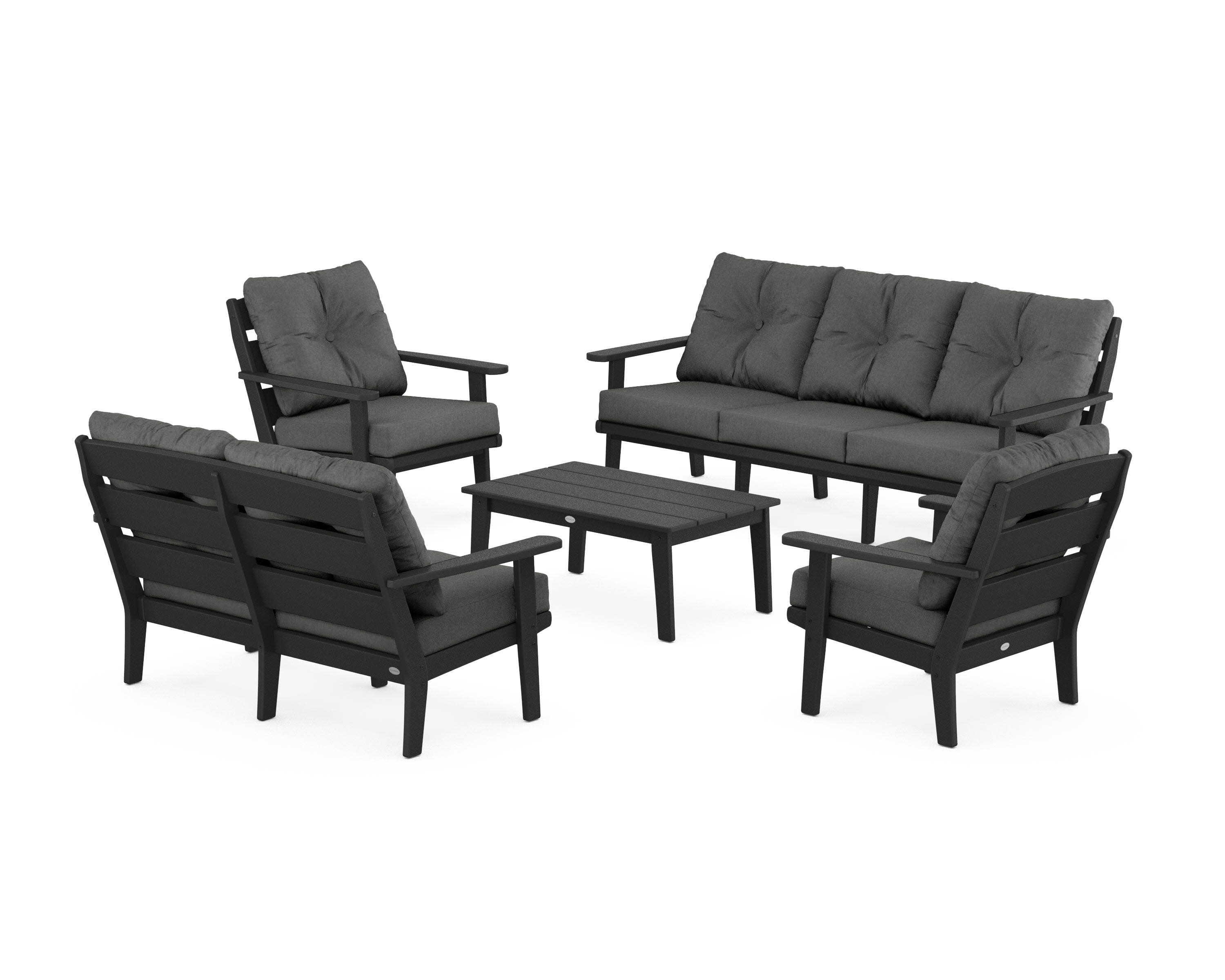 Lakeside 5-Piece Lounge Sofa Set in Black / Spectrum Carbon