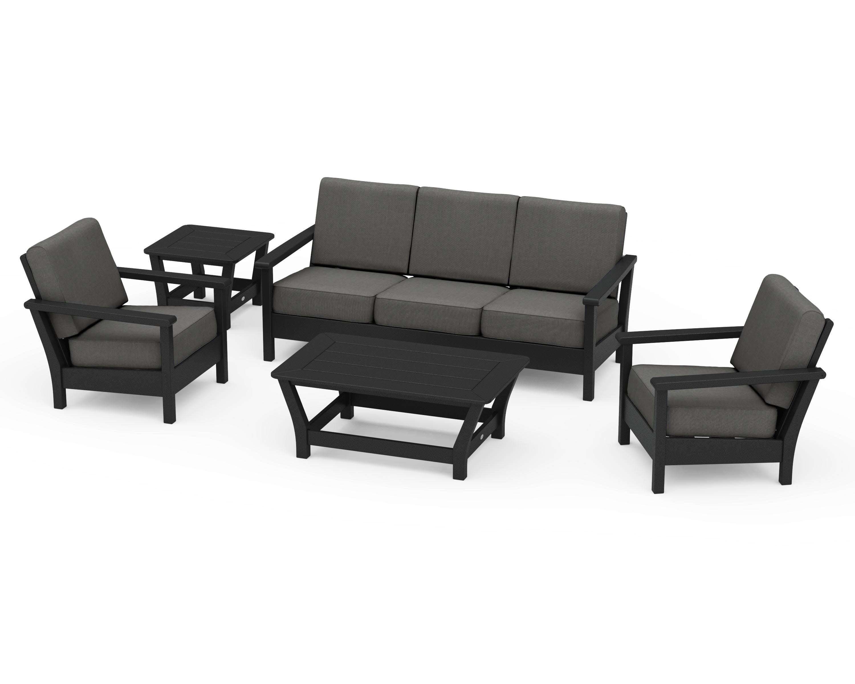 Harbour 5-Piece Deep Seating Set in Black / Spectrum Carbon