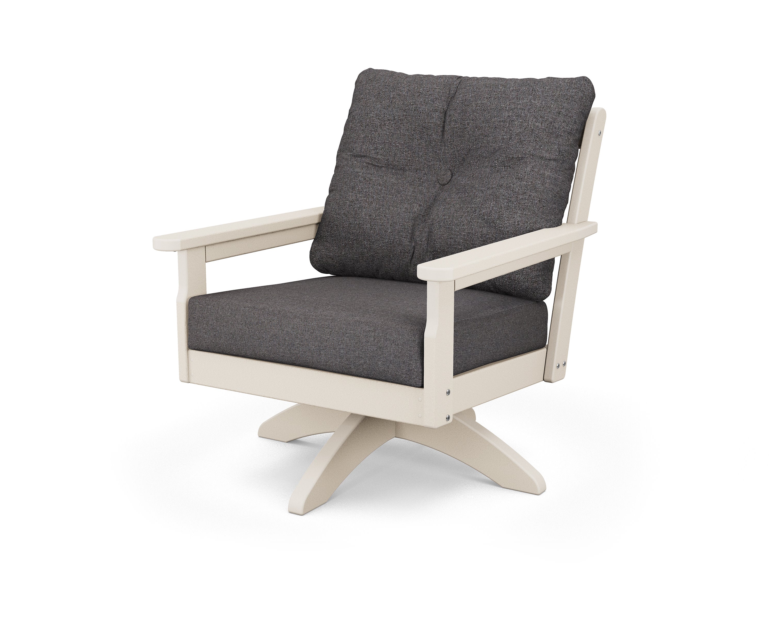 Vineyard Deep Seating Swivel Chair in Sand / Ash Charcoal