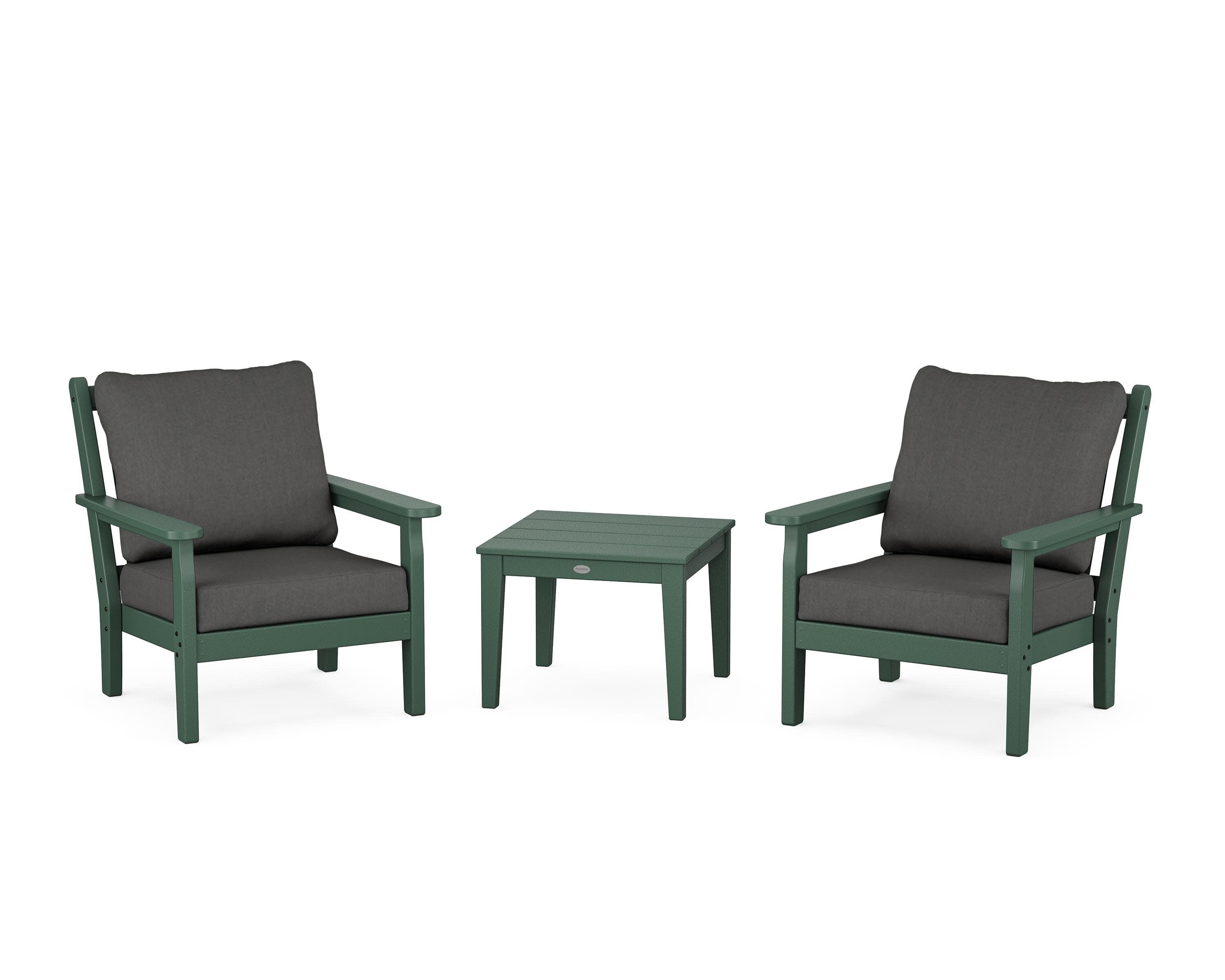 Chippendale 3-Piece Deep Seating Set in Green / Spectrum Carbon