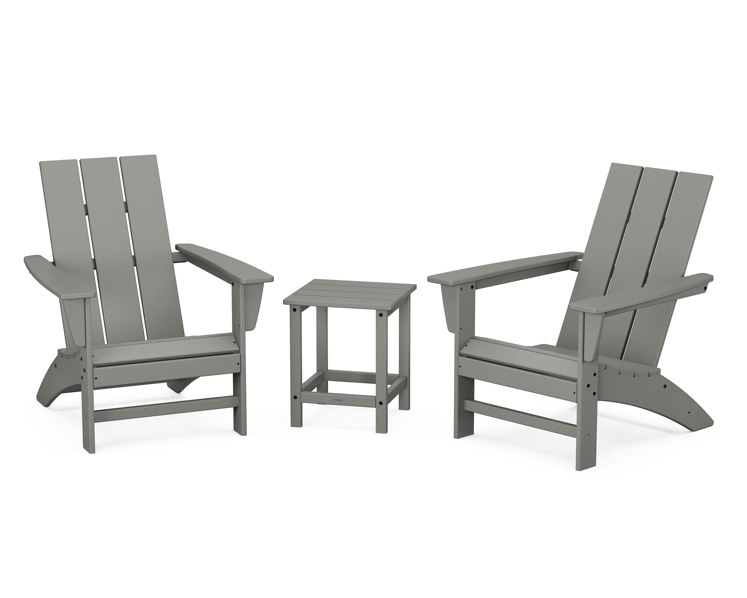 Modern 3-Piece Adirondack Set with Long Island 18" Side Table in Slate Grey
