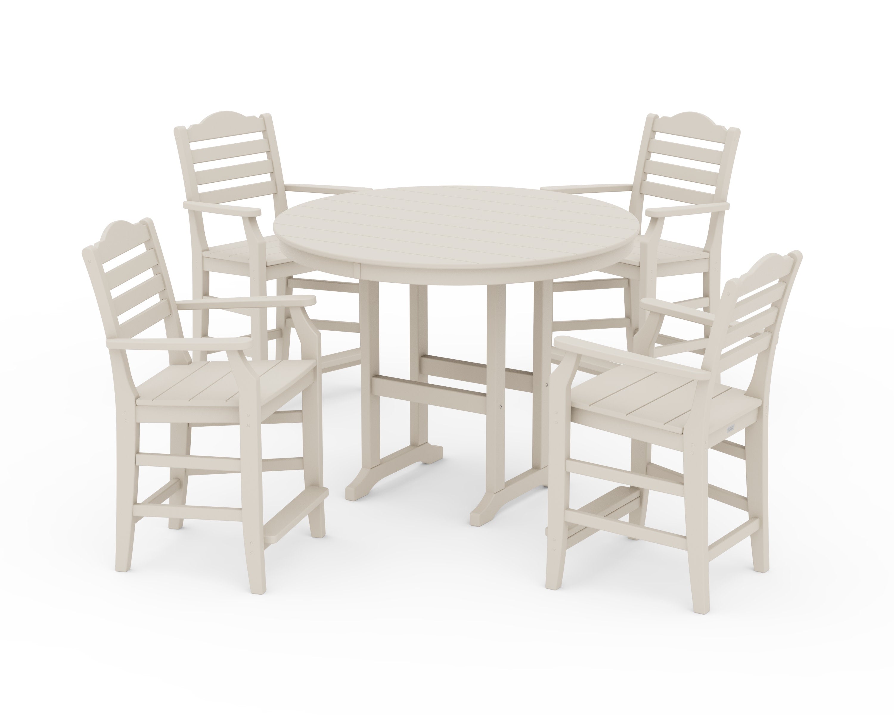 Savannah 5-Piece Round Farmhouse Counter Set in Sand