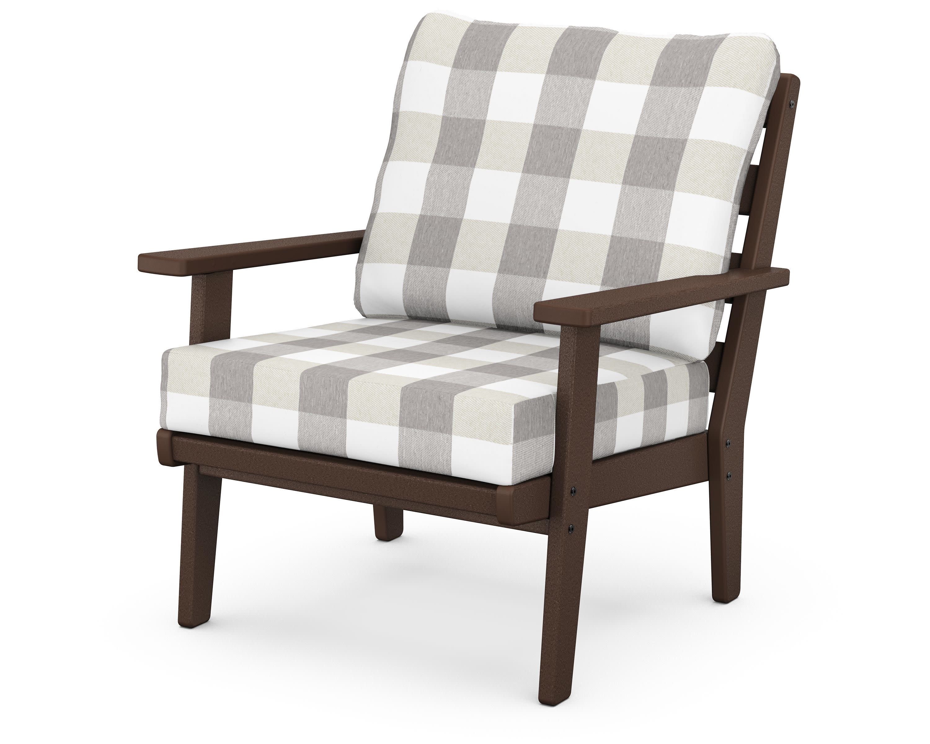 Grant Park Deep Seating Chair in Mahogany / Buffalo Plaid Grey Mist