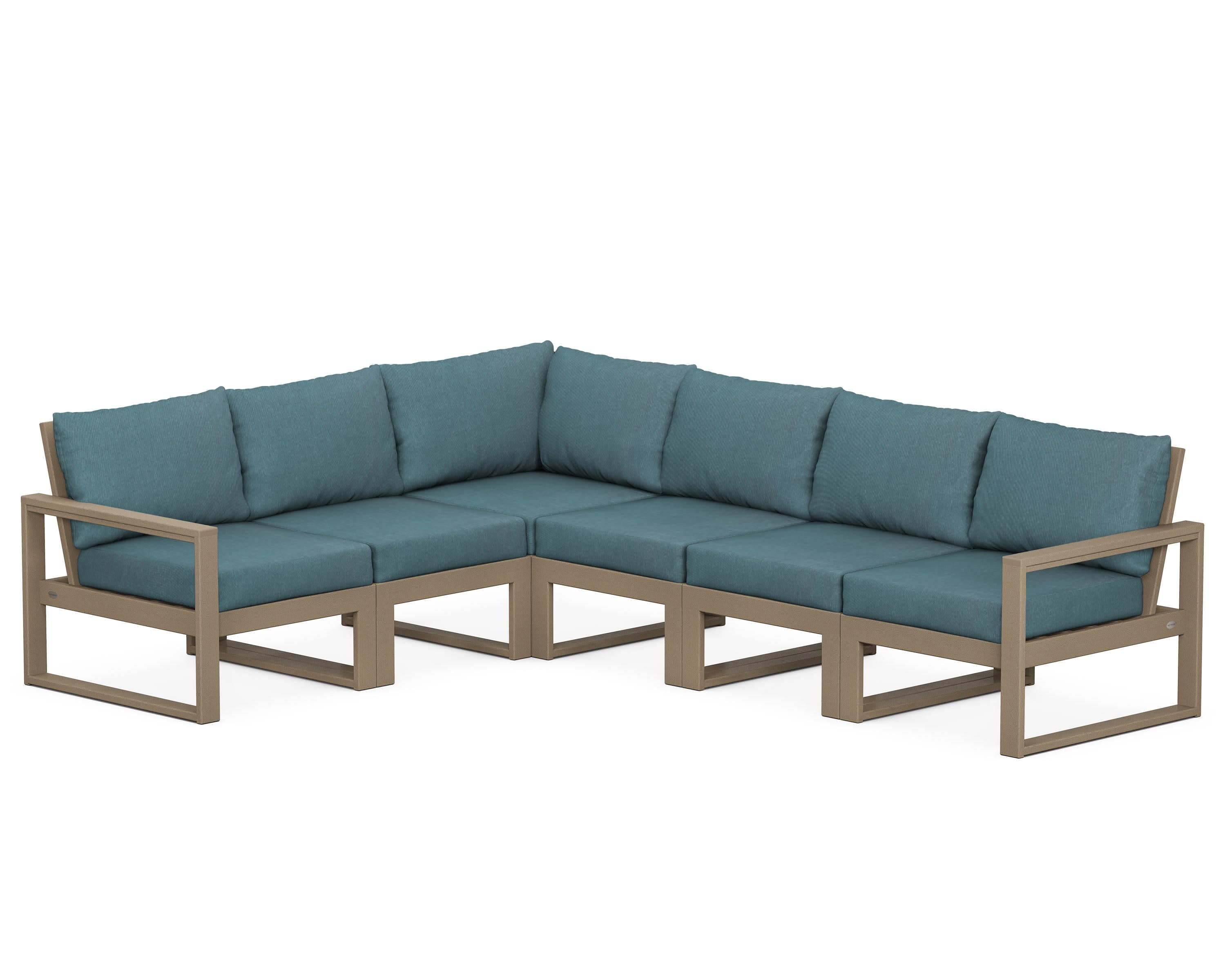 EDGE 6-Piece Modular Deep Seating Set in Vintage Sahara / Ocean Teal