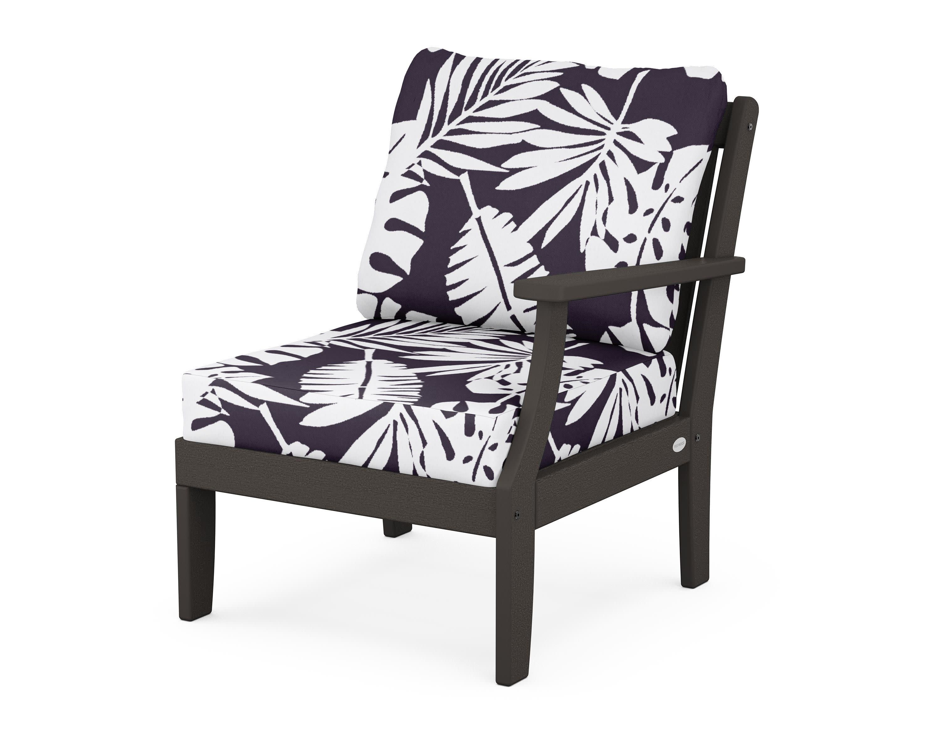 Braxton Modular Right Arm Chair in Vintage Coffee / Leaf Navy