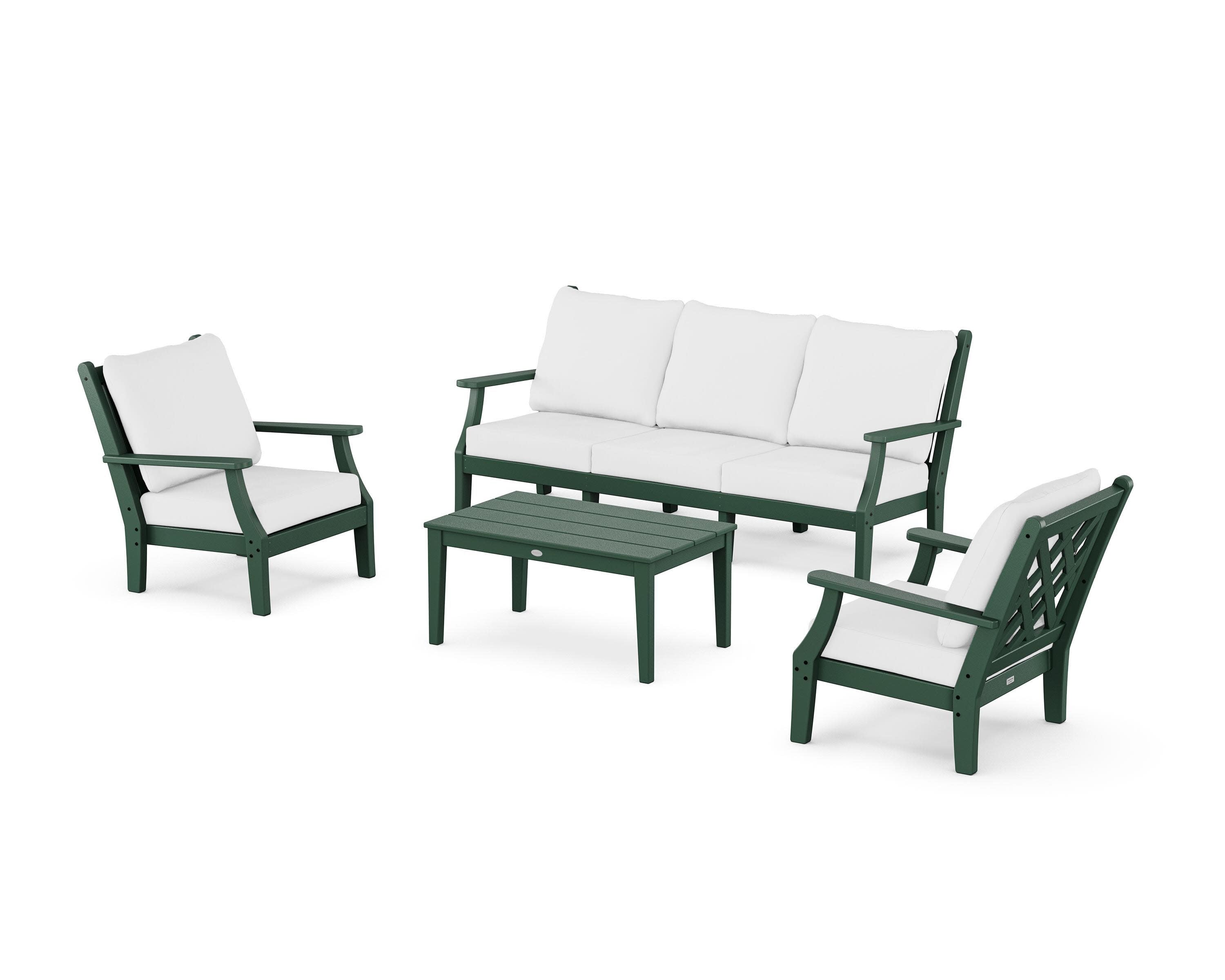 Wovendale 4-Piece Deep Seating Set with Sofa in Green / Natural