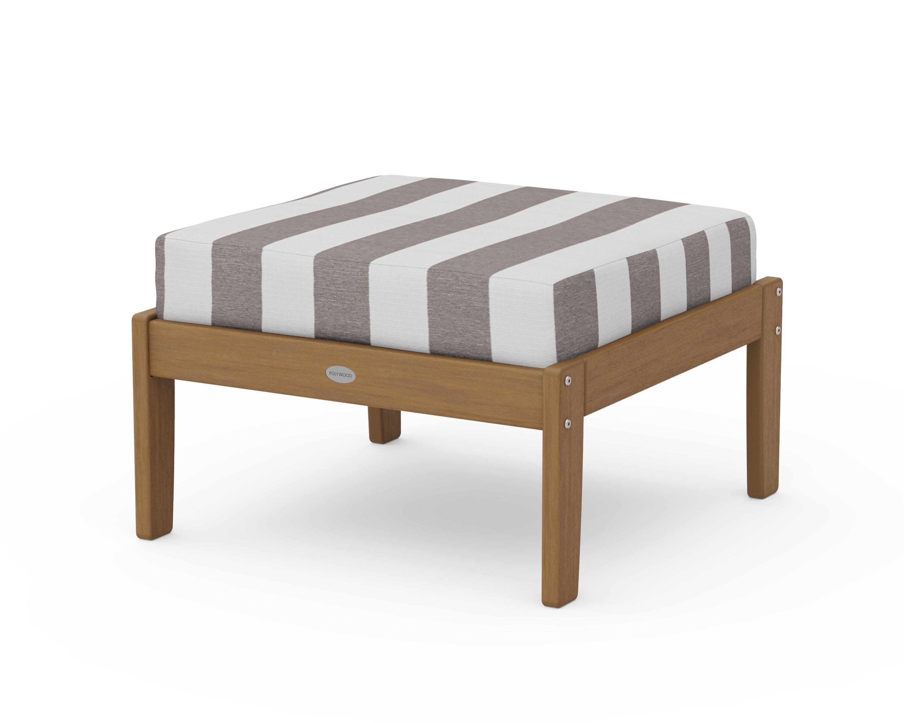 Braxton Deep Seating Ottoman in Natural / Cabana Stripe Grey Mist