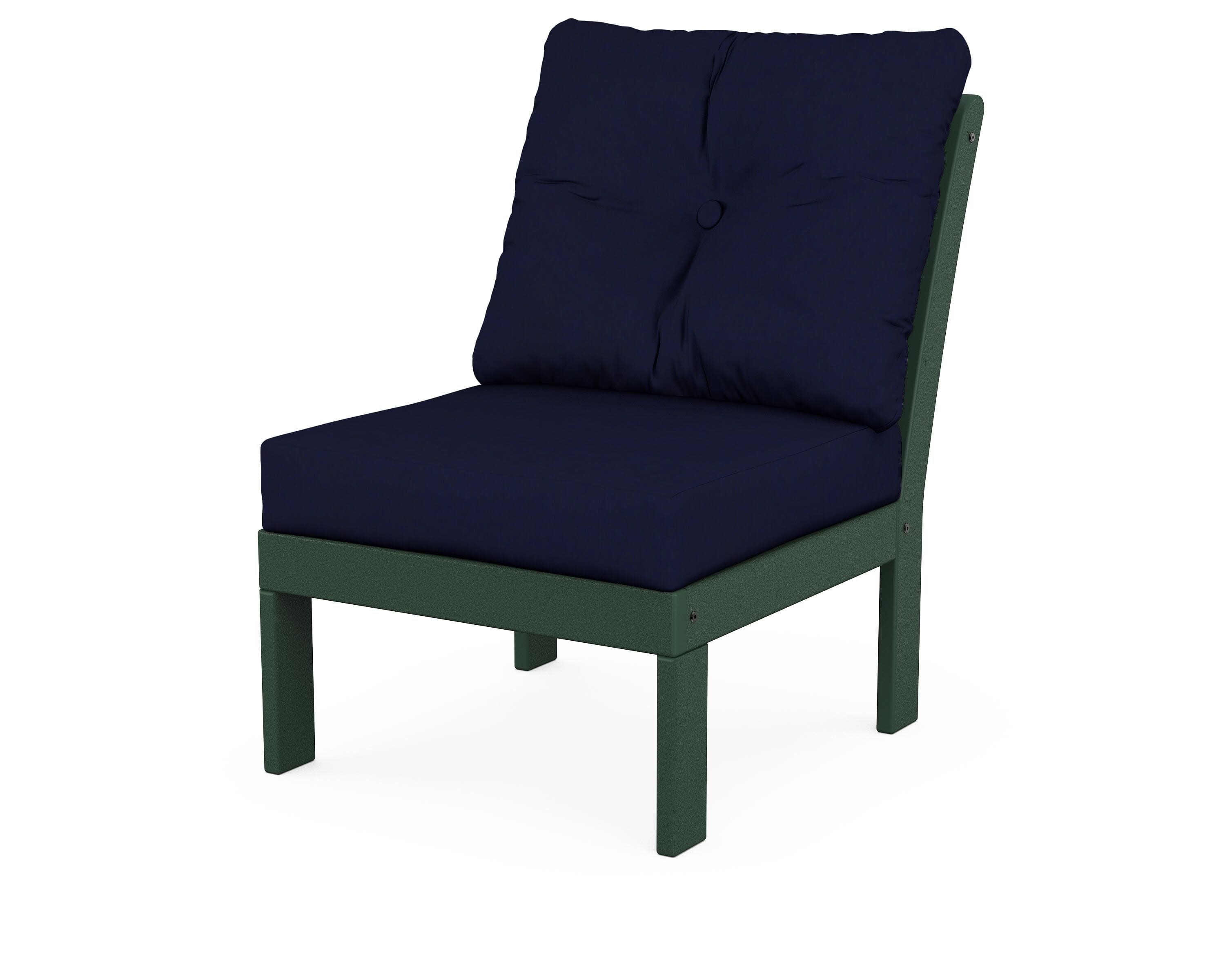 Vineyard Modular Armless Chair in Green / Navy