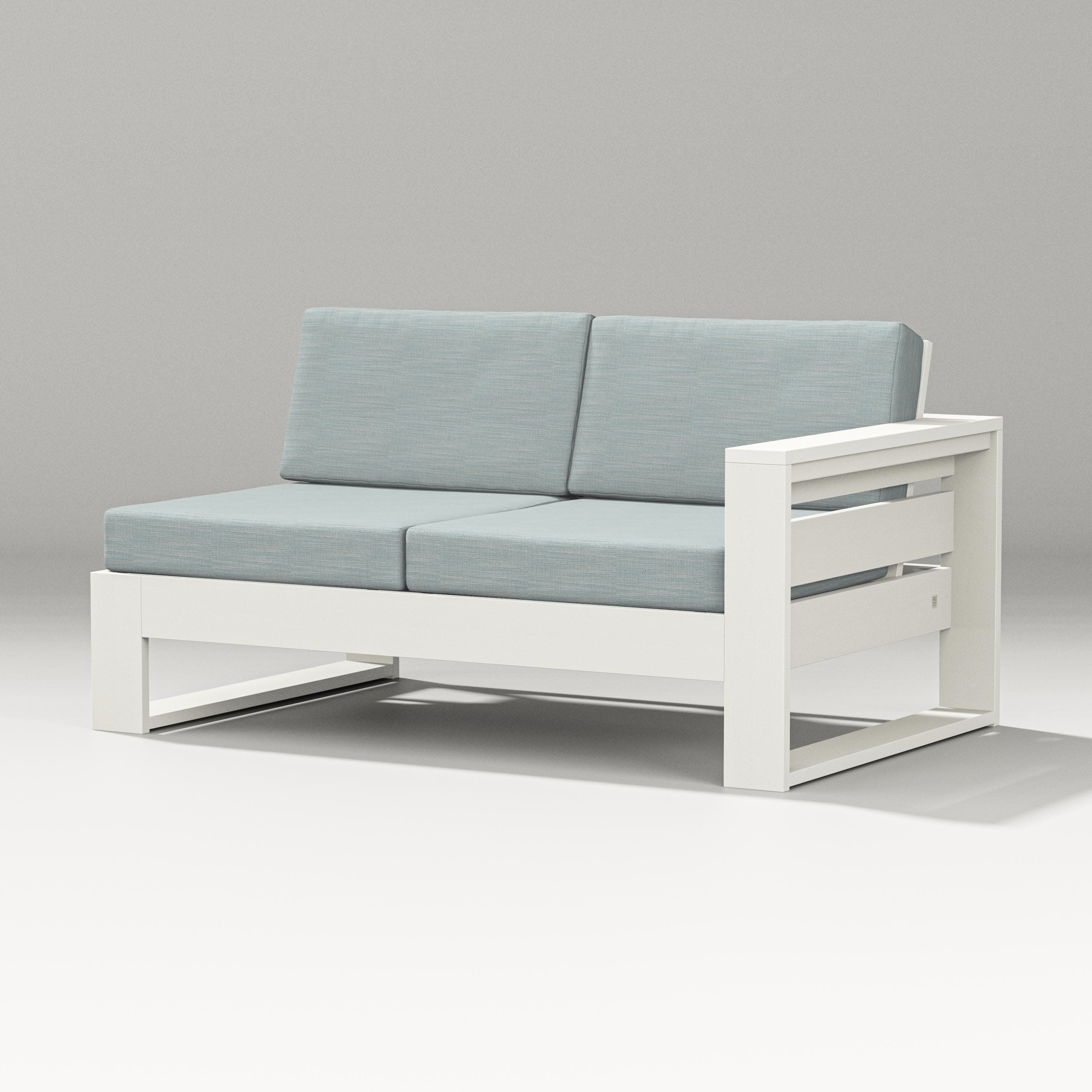 Latitude Modular Right Arm Loveseat in Vintage White / Soothe Mist