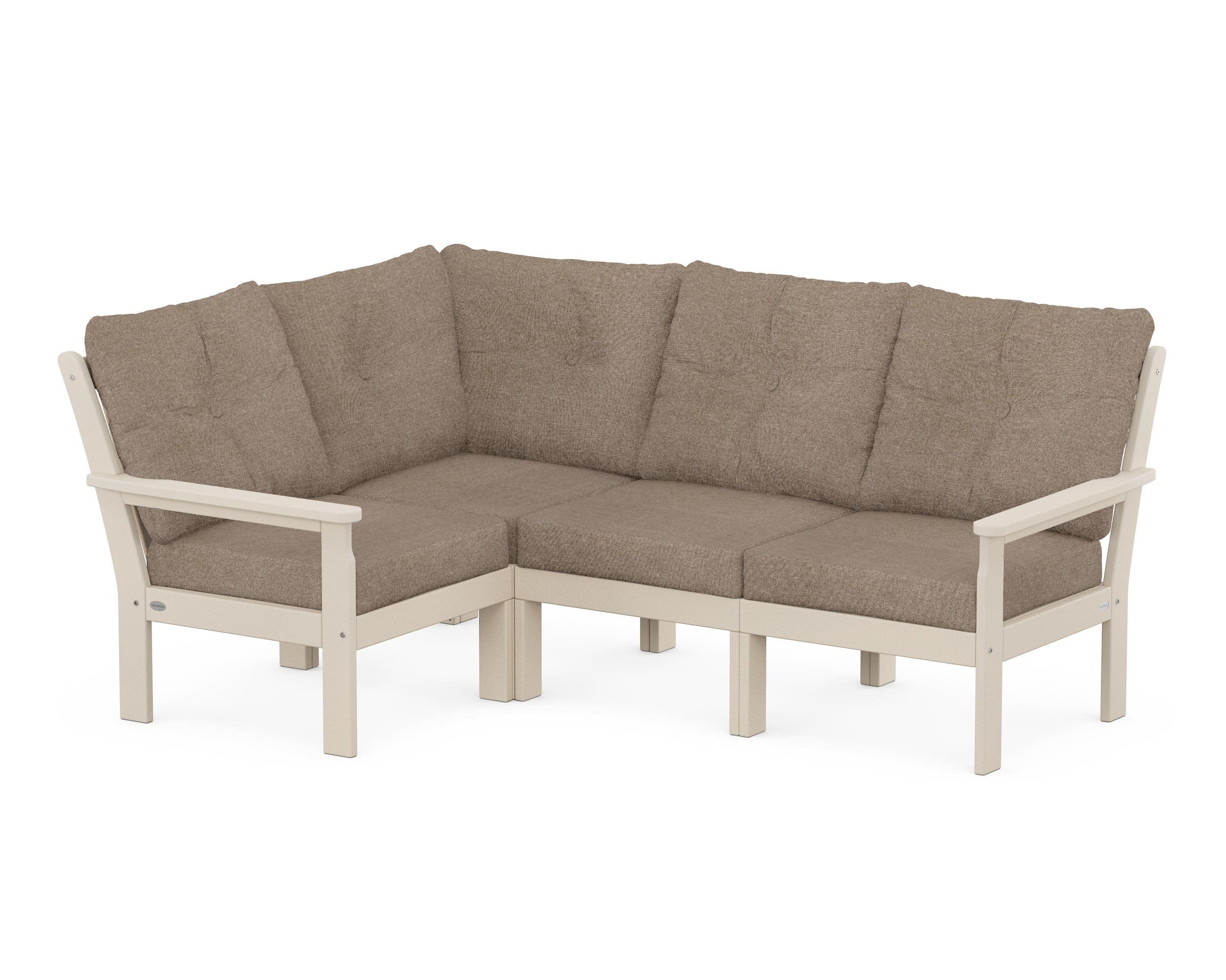 Vineyard 4-Piece Sectional in Sand / Spiced Burlap