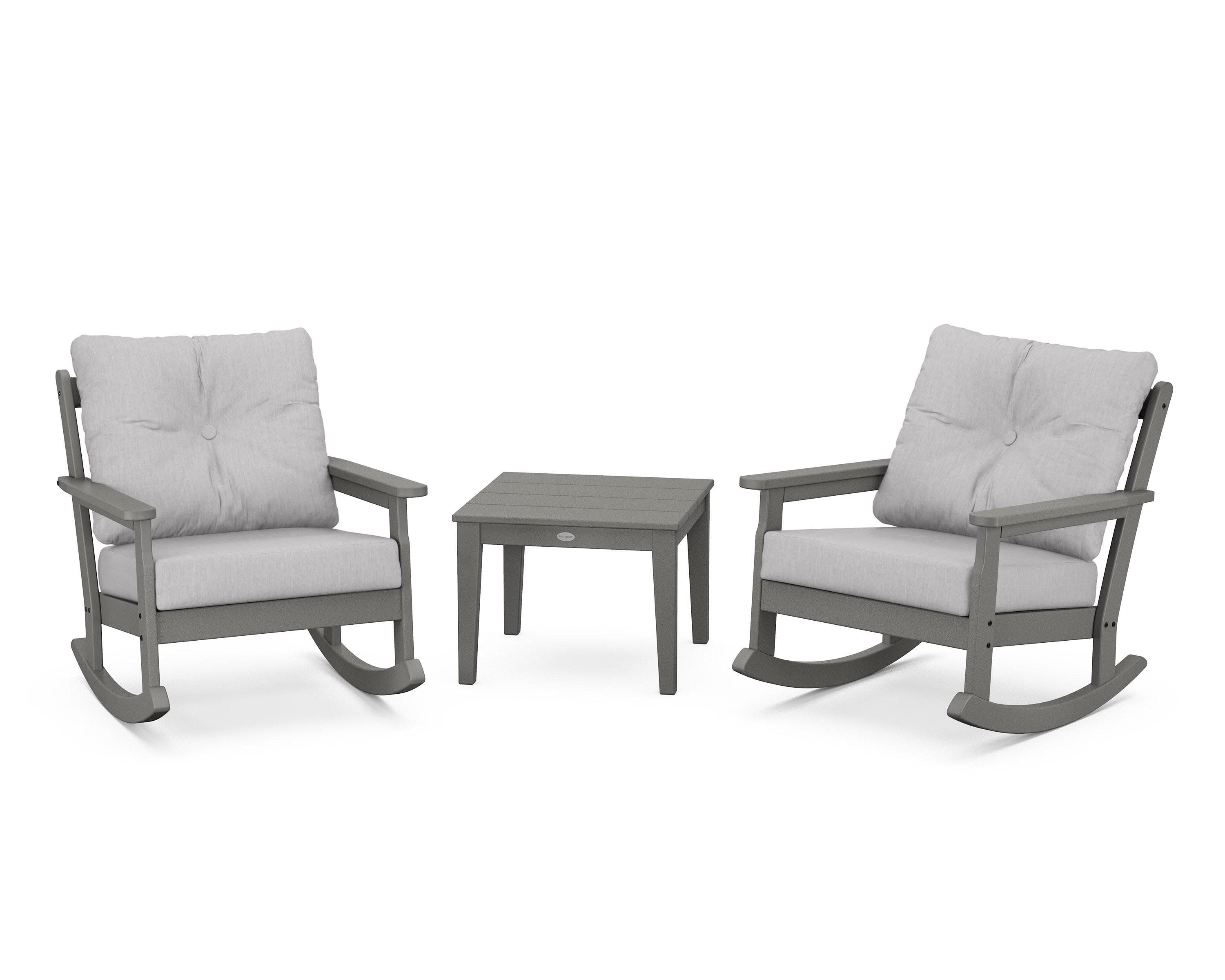Vineyard 3-Piece Deep Seating Rocker Set in Slate Grey / Granite