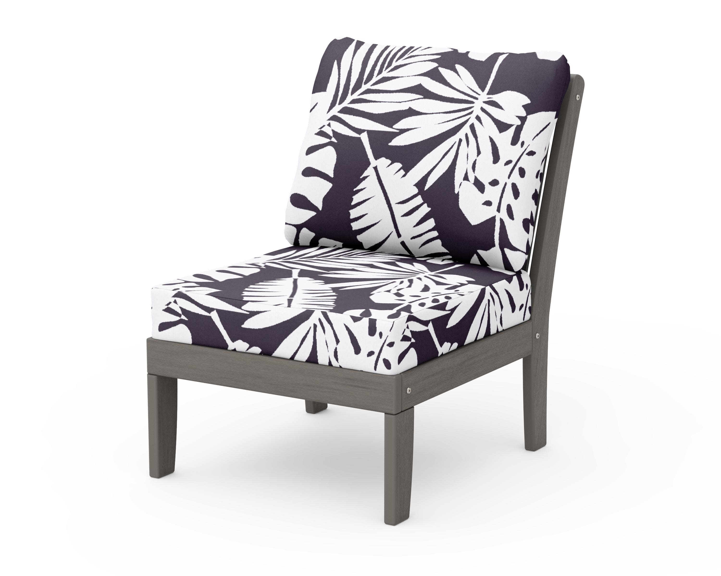 Braxton Modular Armless Chair in Driftwood / Leaf Navy