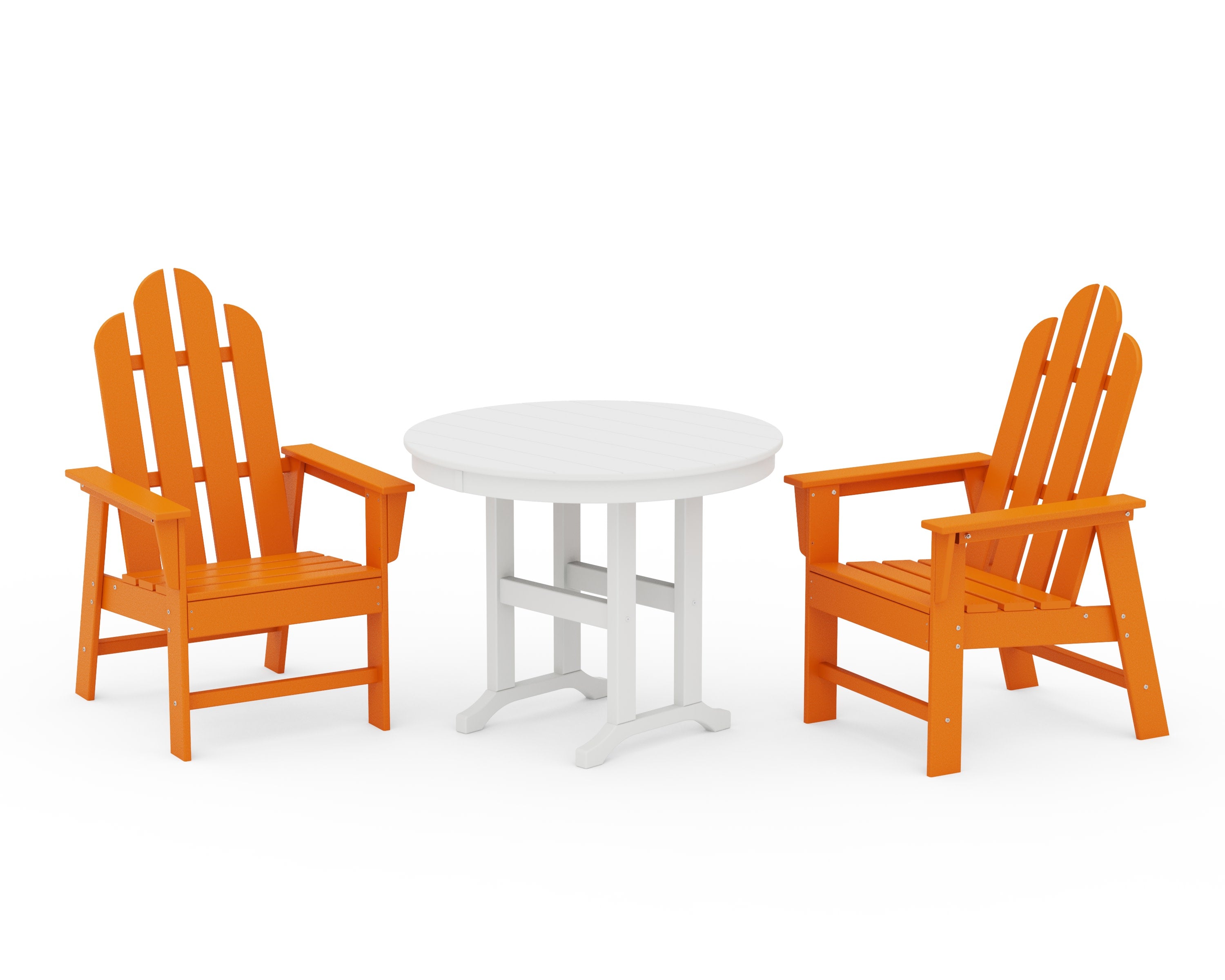 Long Island 3-Piece Round Dining Set in Tangerine / White