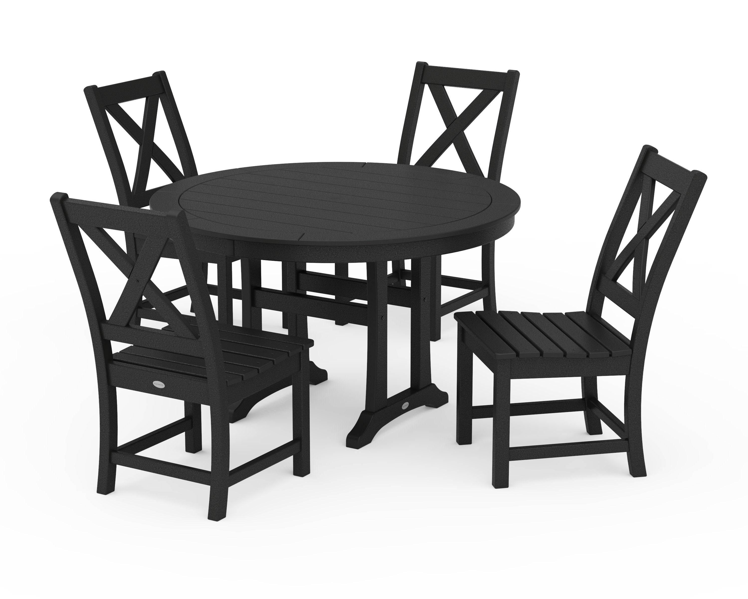 Braxton Side Chair 5-Piece Round Dining Set With Trestle Legs in Black