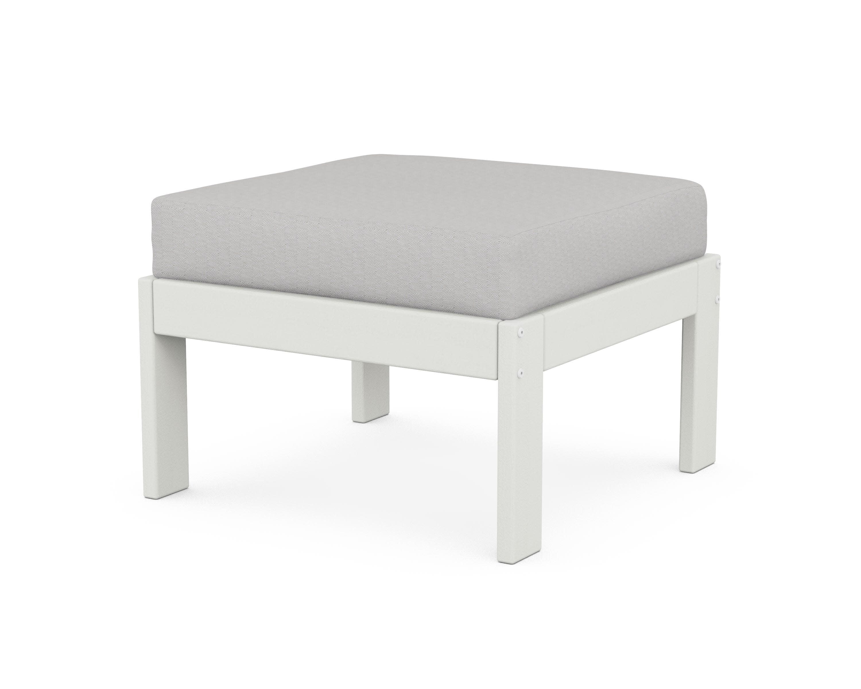 Vineyard Modular Ottoman in Vintage White / Diamond in the Rough