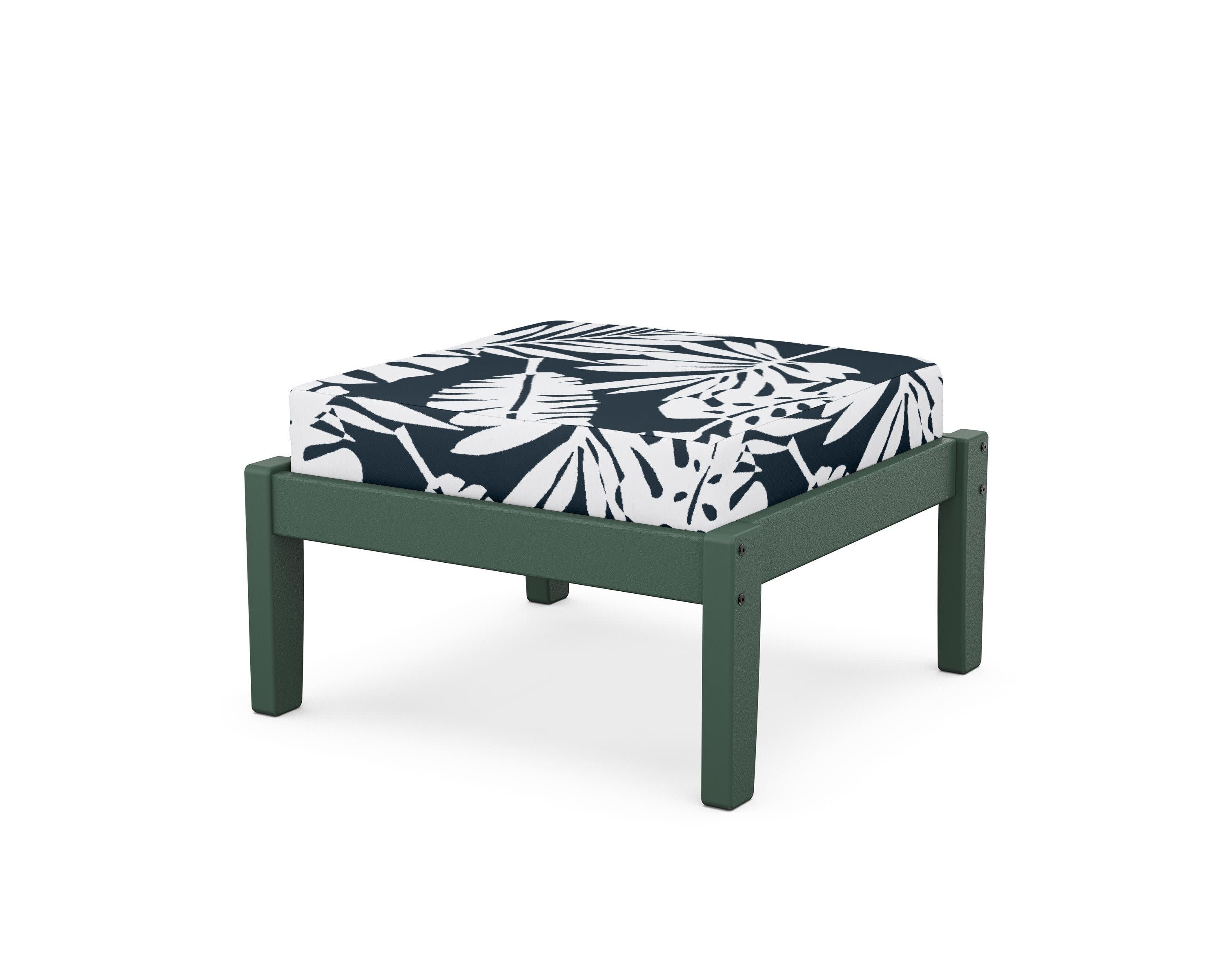 Deep Seating Ottoman in Green / Leaf Marine Indigo