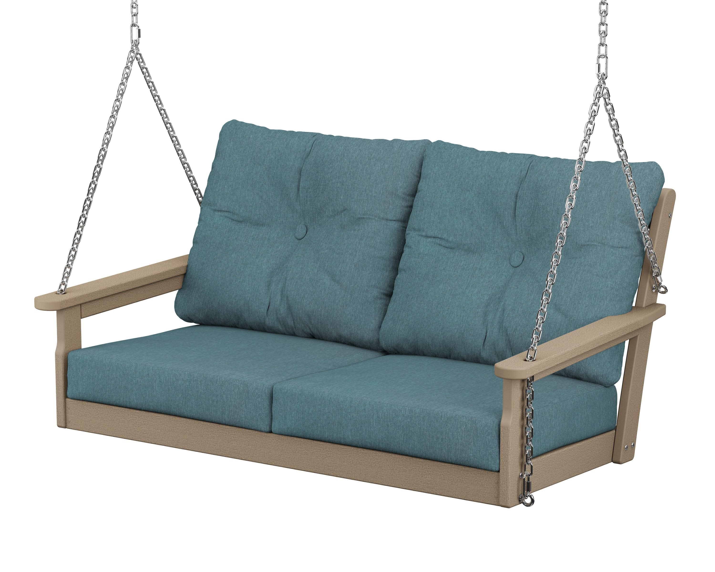 Vineyard Deep Seating Swing in Vintage Sahara / Ocean Teal