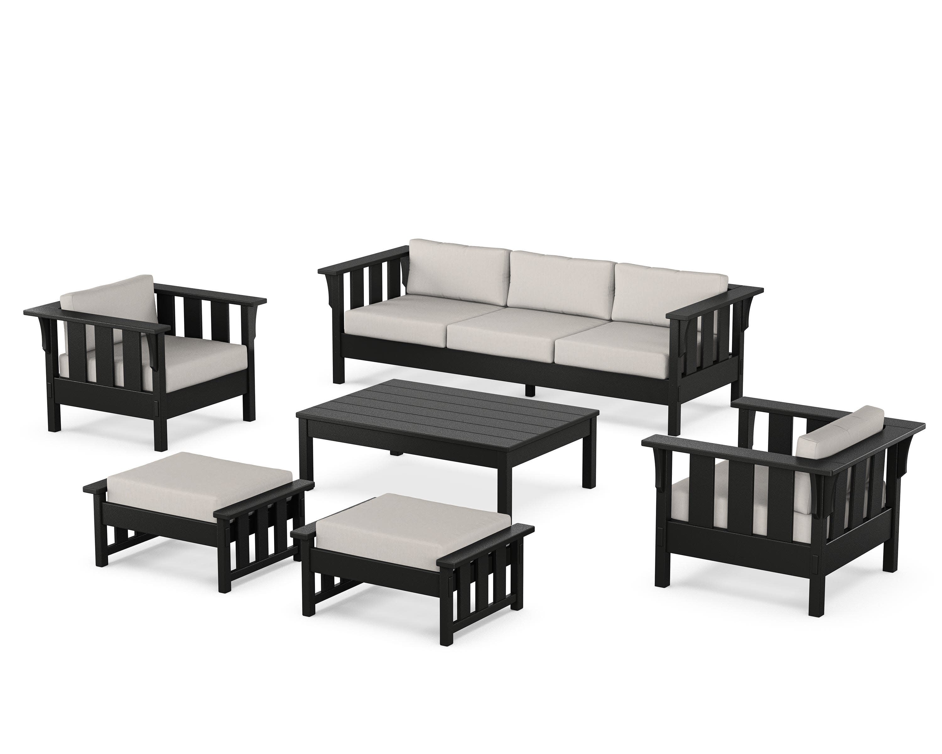 Acadia 6-Piece Lounge Sofa Set in Black / Cast Ash