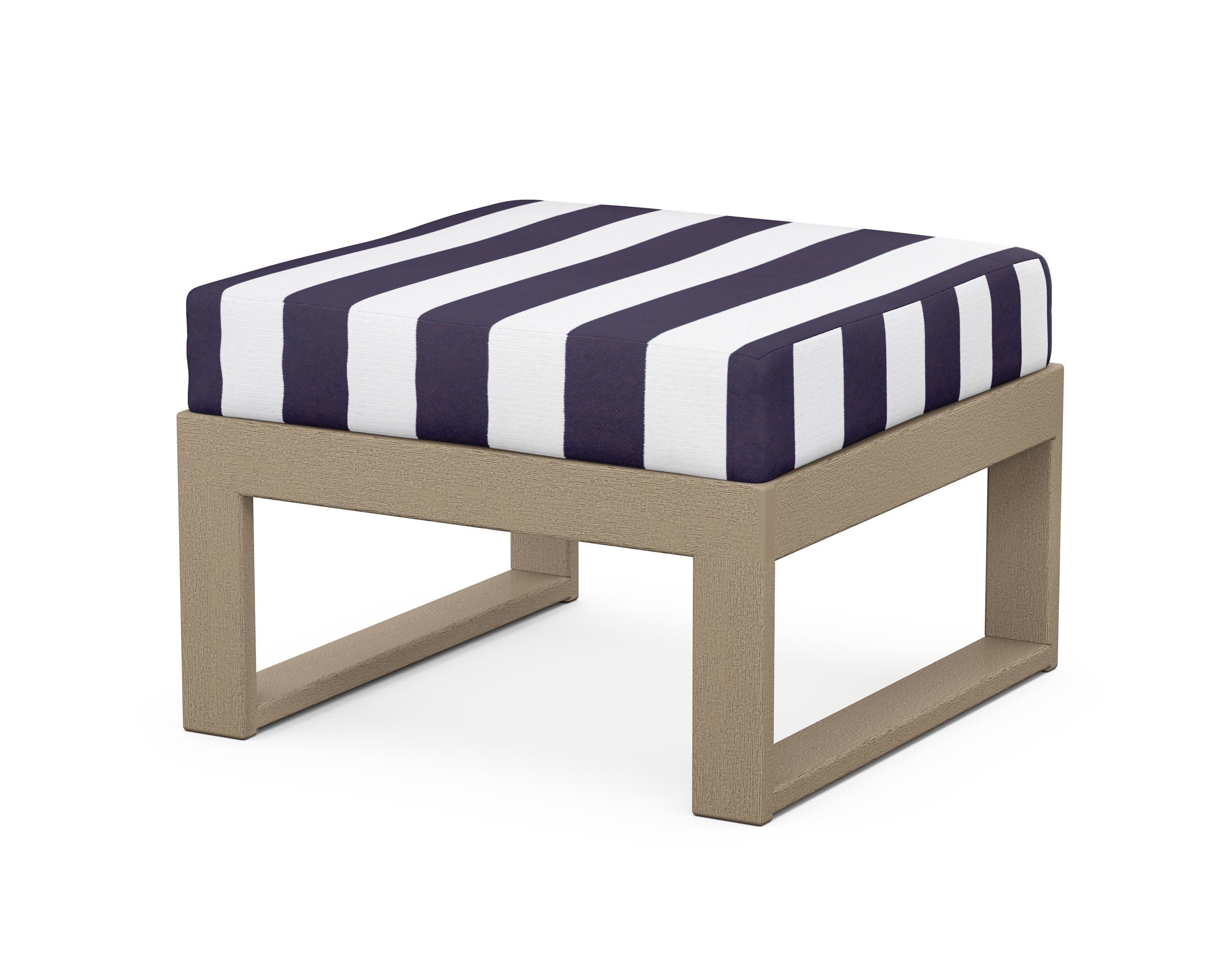 Modular Ottoman - Modern in Vintage Sahara / Cabana Stripe Navy