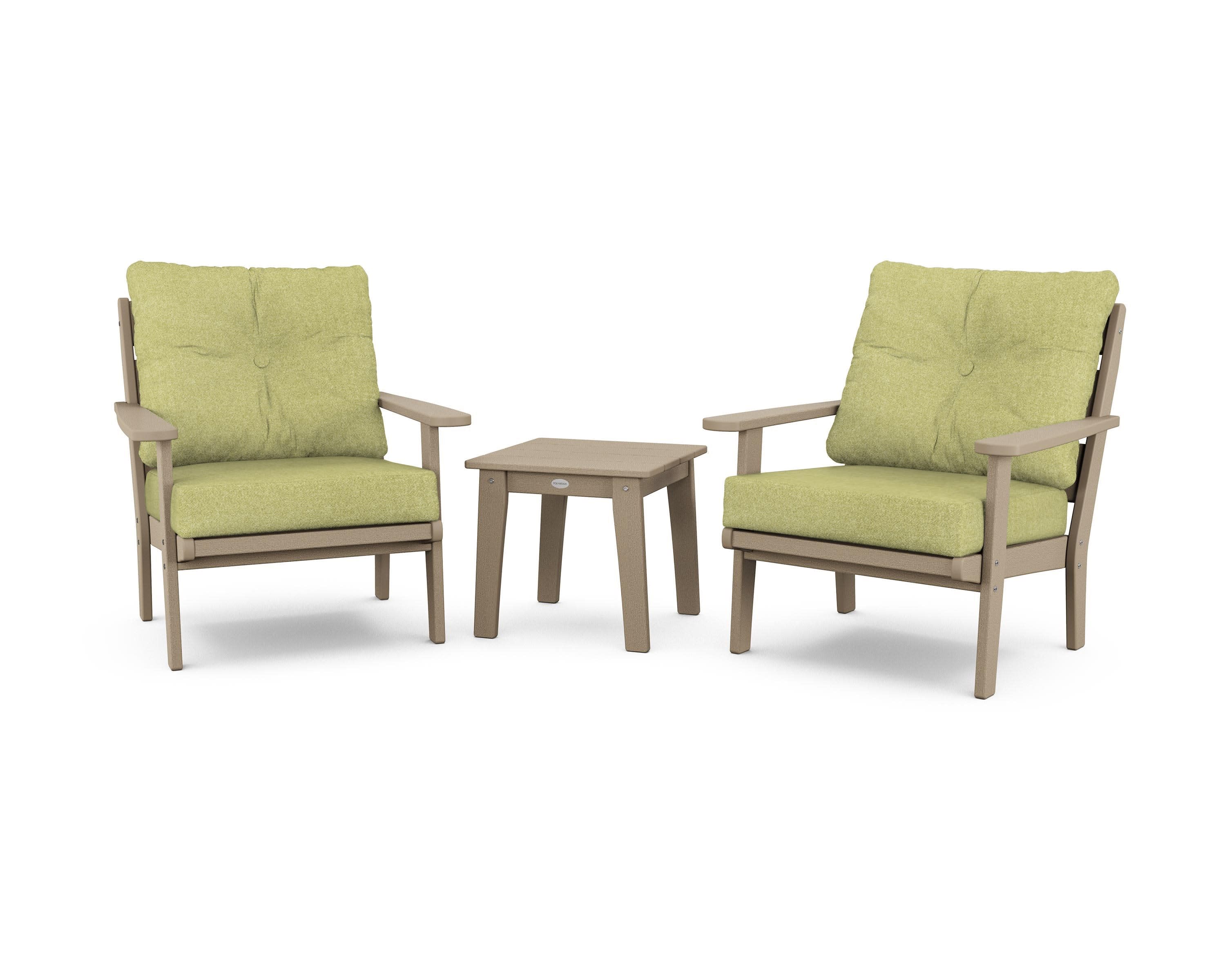 Lakeside 3-Piece Deep Seating Chair Set in Vintage Sahara / Chartreuse Boucle