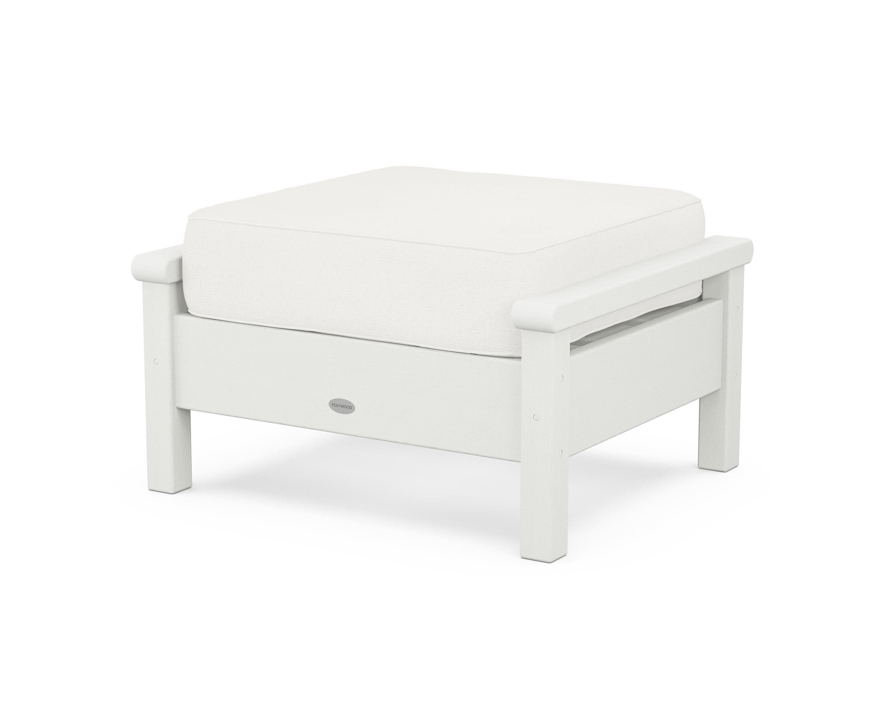 Harbour Deep Seating Ottoman in Vintage White / Natural Linen