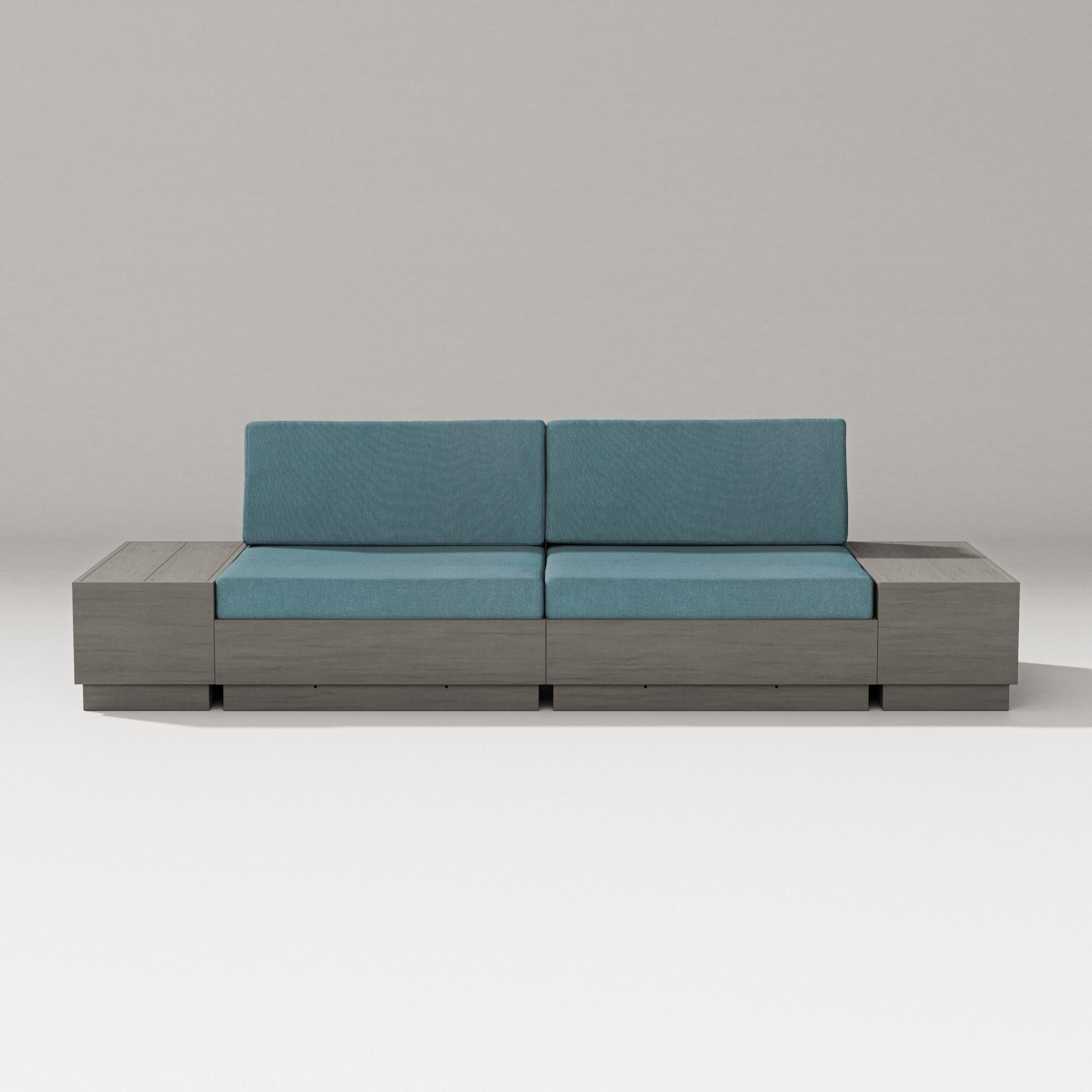 Elevate 4-Piece Loveseat Sectional in Driftwood / Ocean Teal