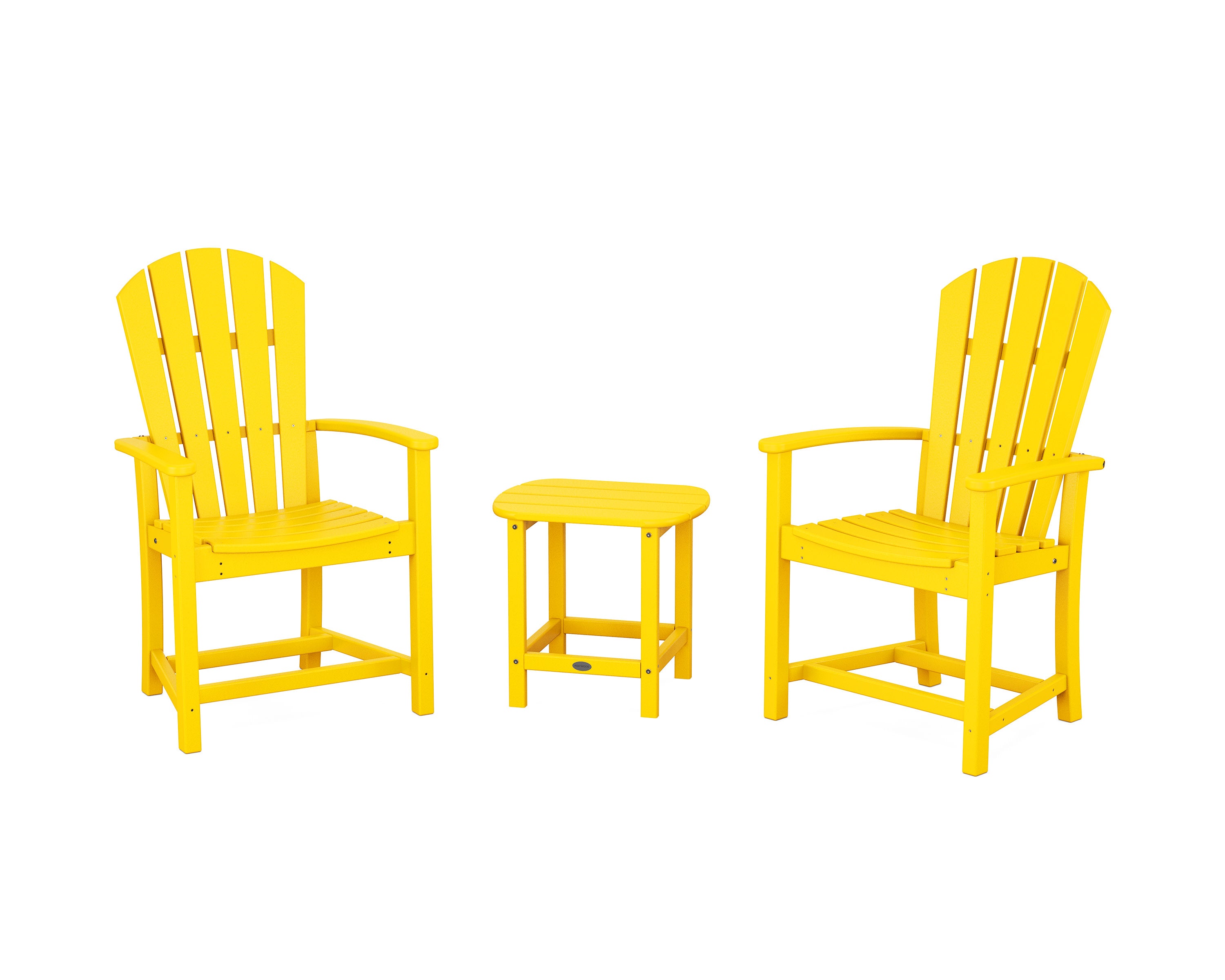 Palm Coast 3-Piece Upright Adirondack Chair Set in Lemon