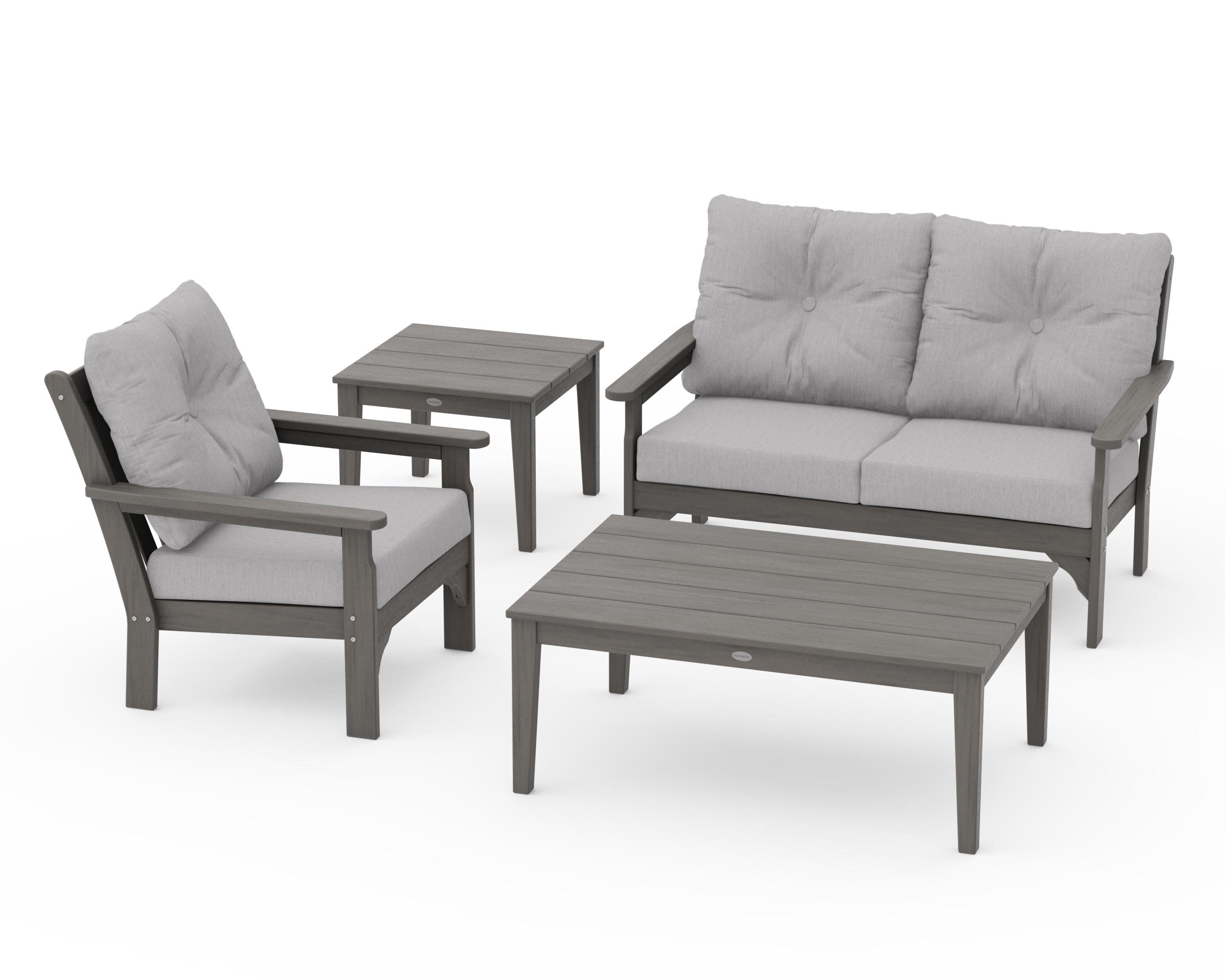 Vineyard 4-Piece Deep Seating Set in Driftwood / Granite