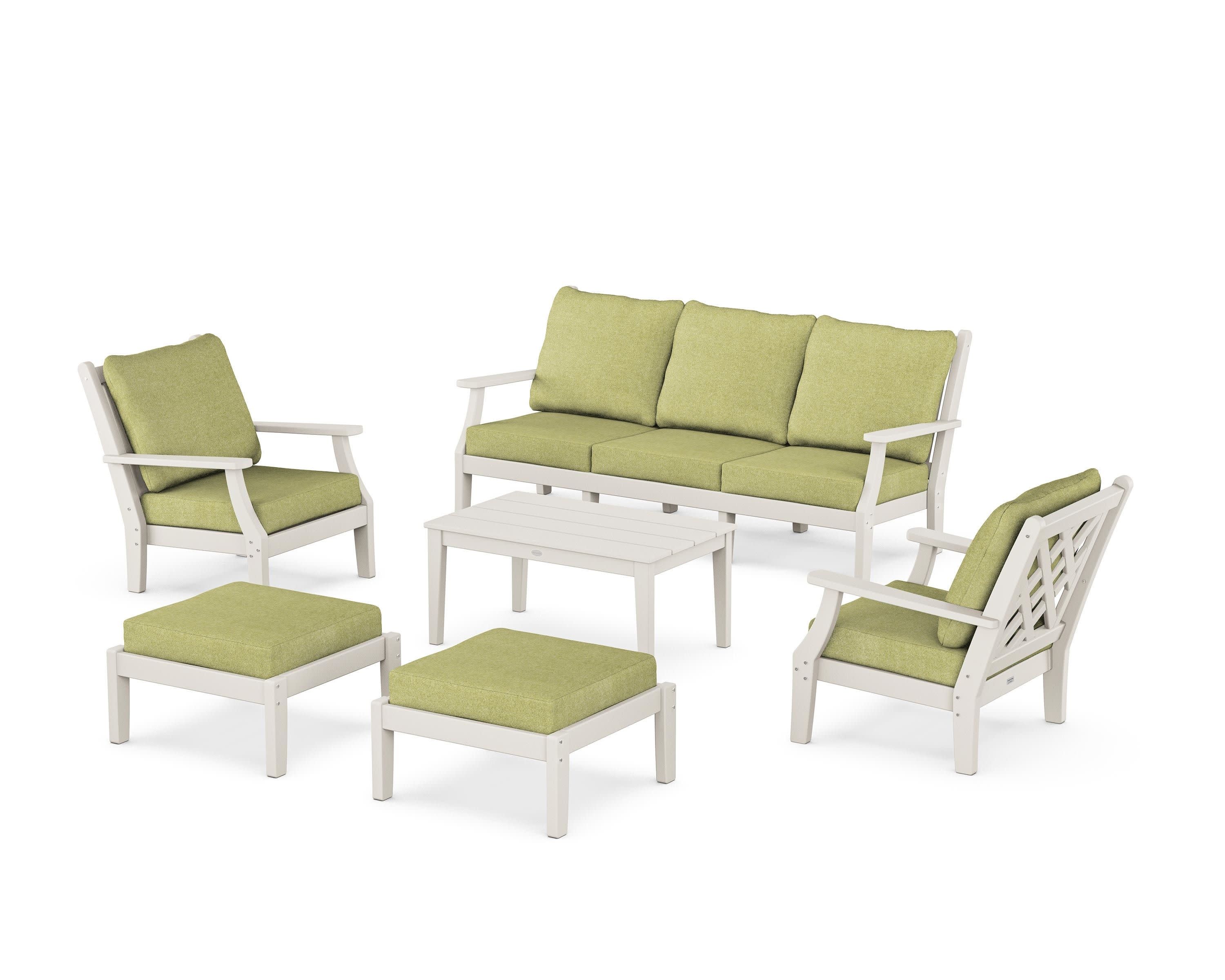 Wovendale 6-Piece Lounge Sofa Set in Sand / Chartreuse Boucle
