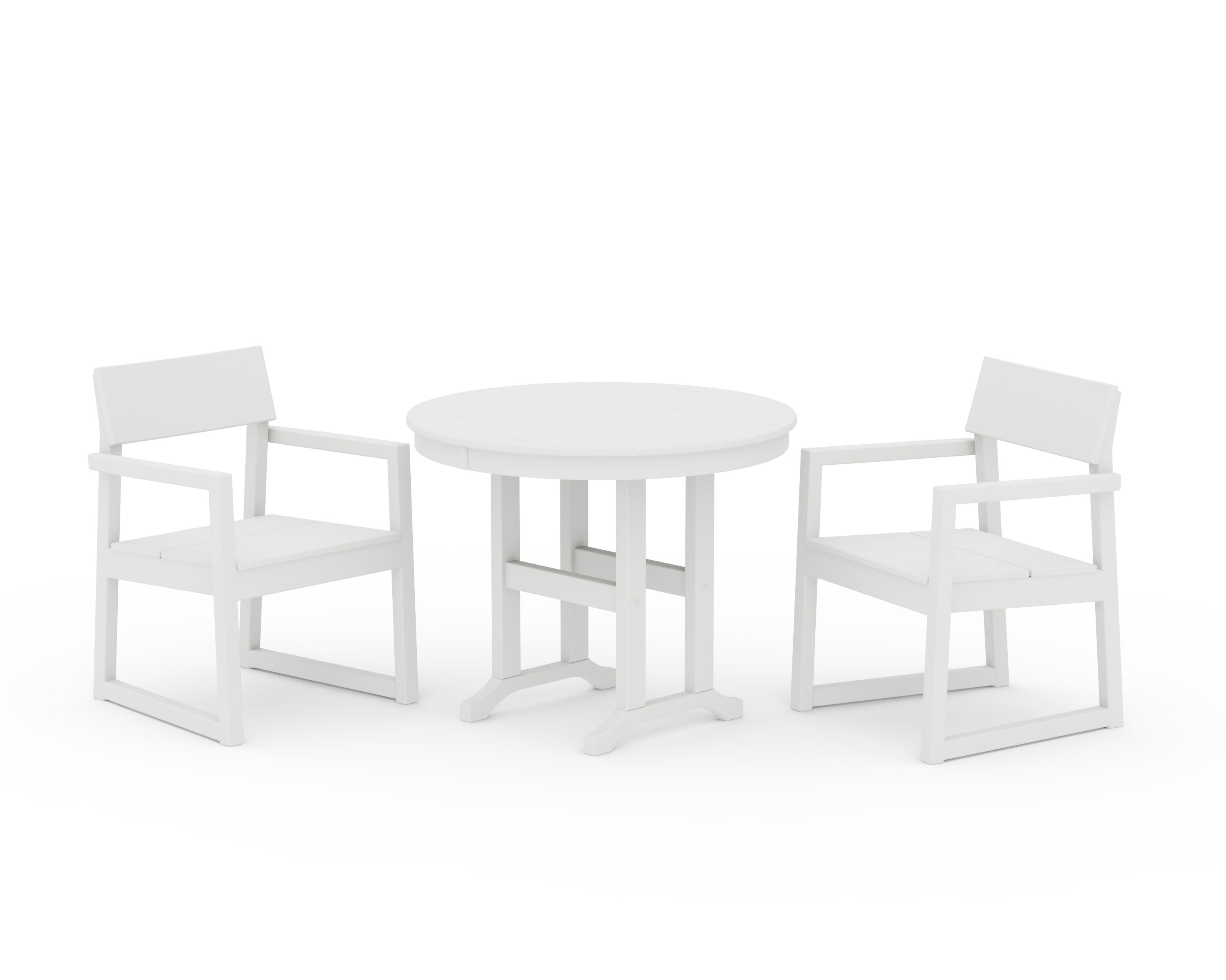 EDGE 3-Piece Round Dining Set in White