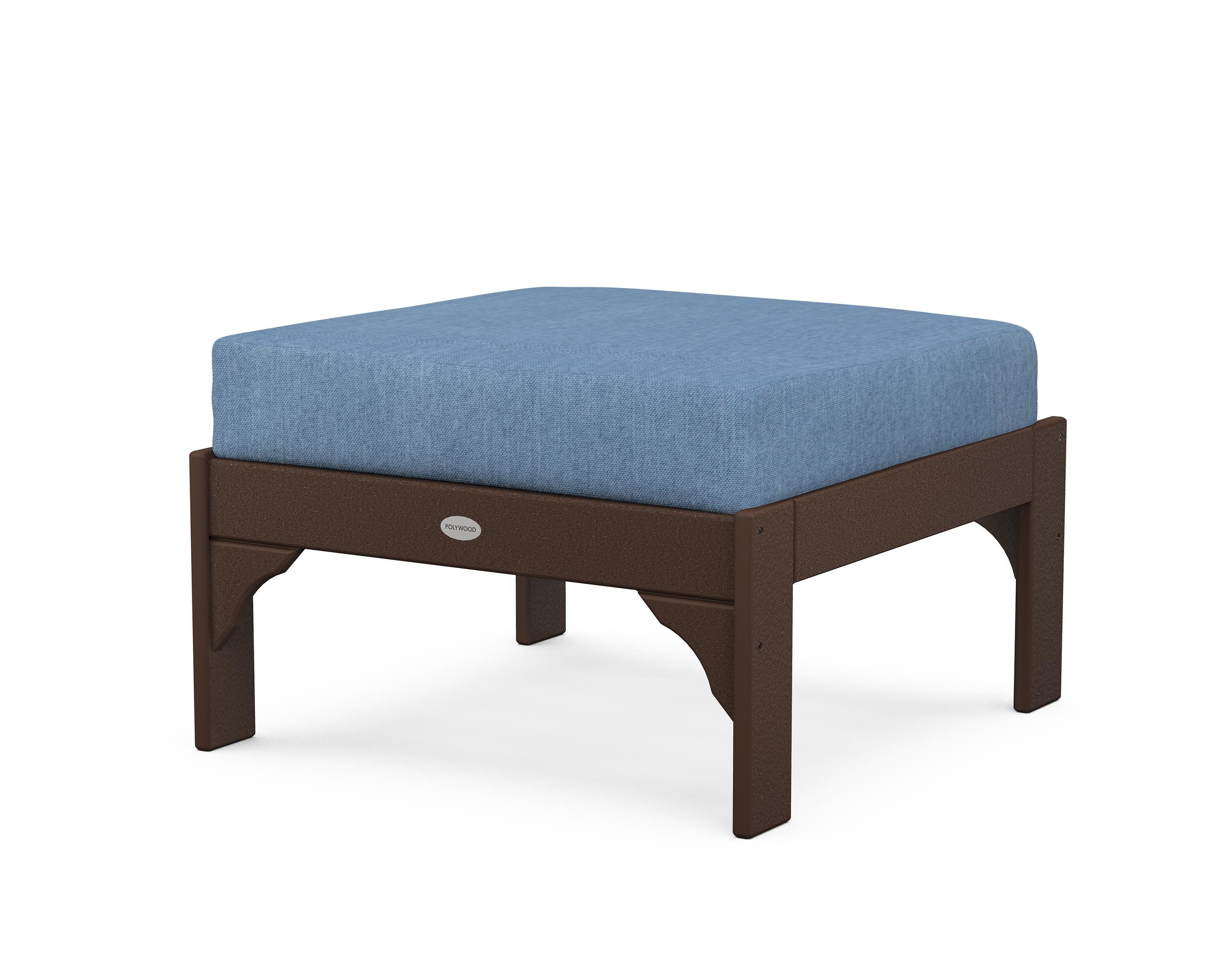 Vineyard Deep Seating Ottoman in Mahogany / Sky Blue
