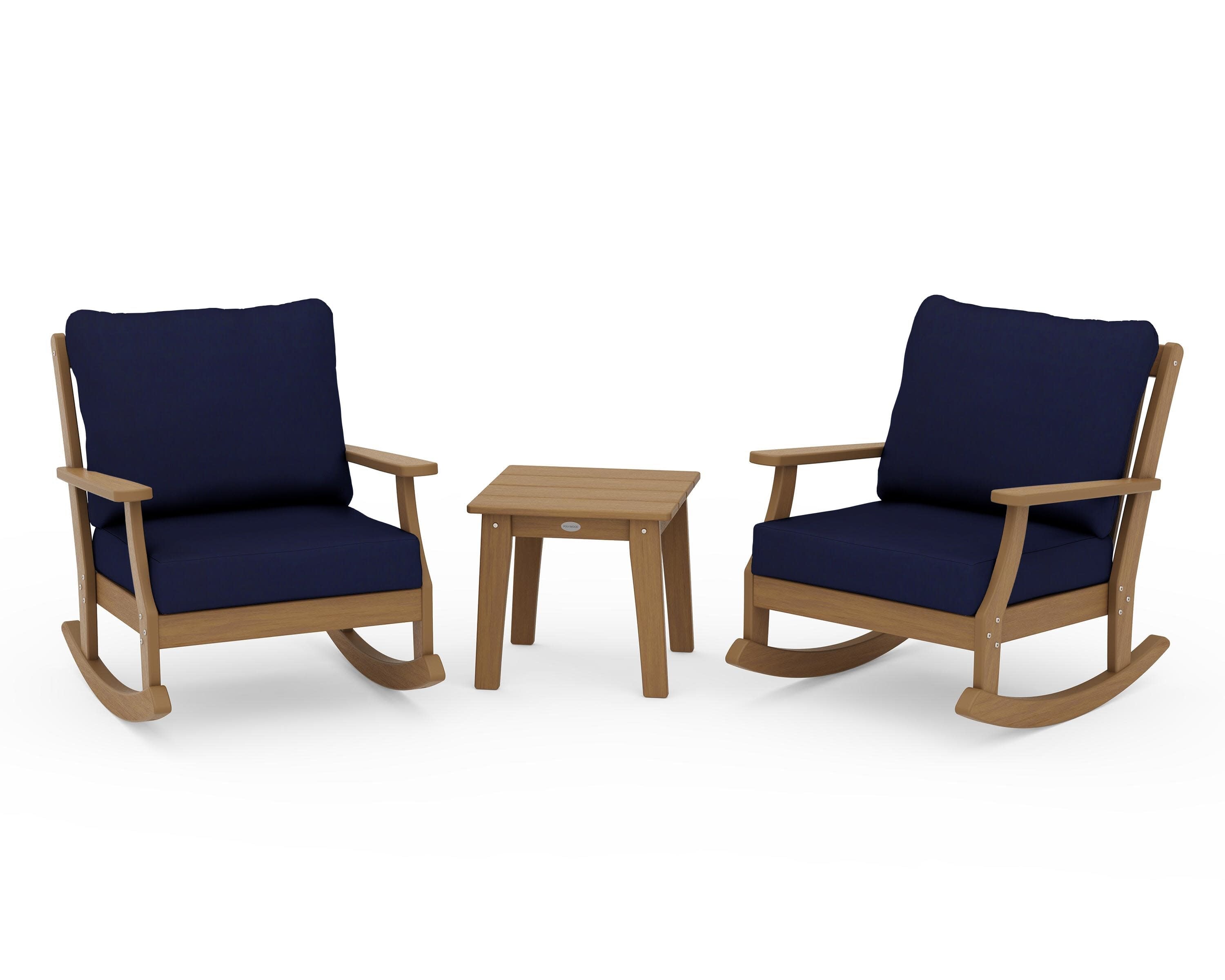 Braxton 3-Piece Deep Seating Rocker Set in Natural / Navy