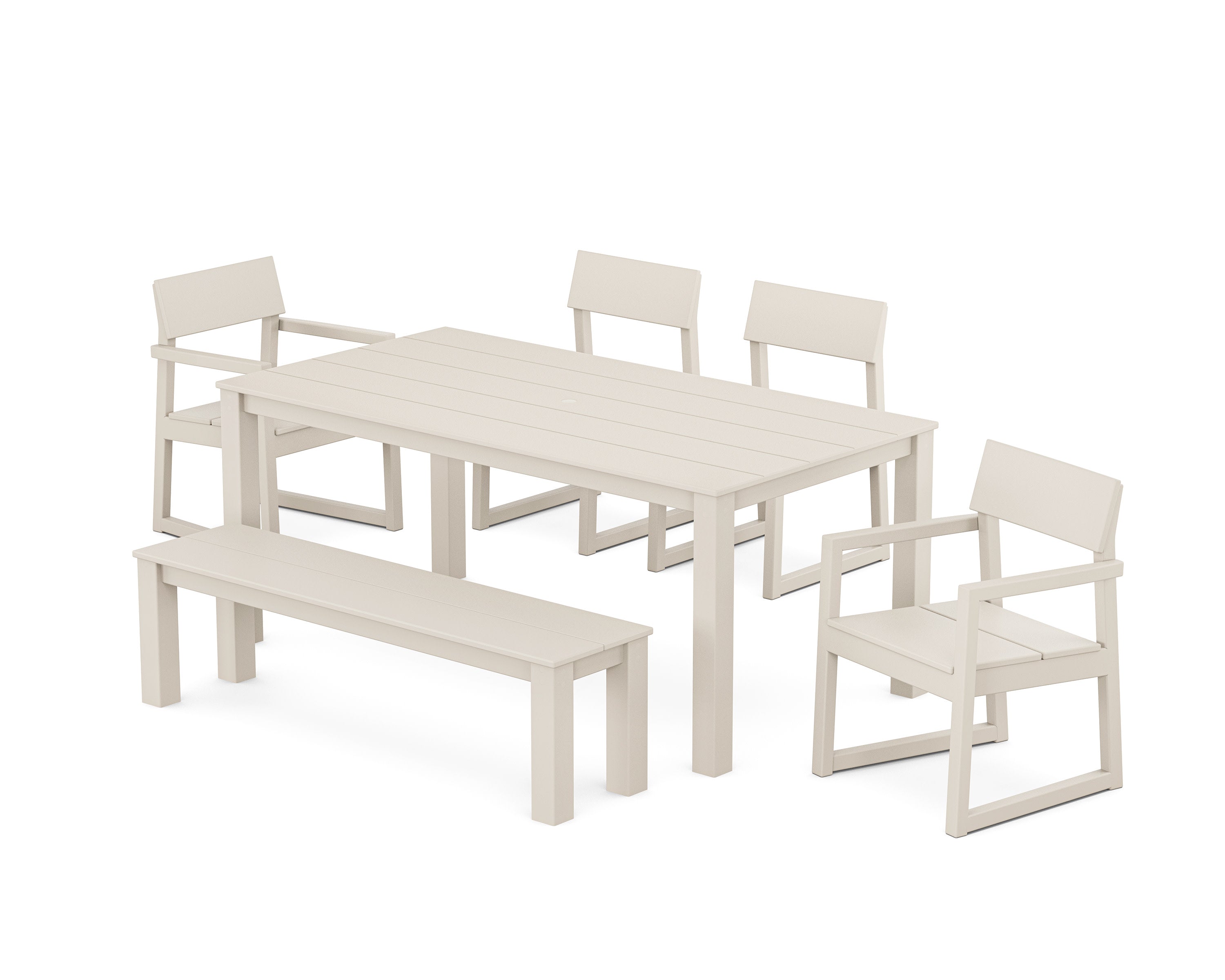 EDGE 6-Piece Parsons Dining Set with Bench in Sand