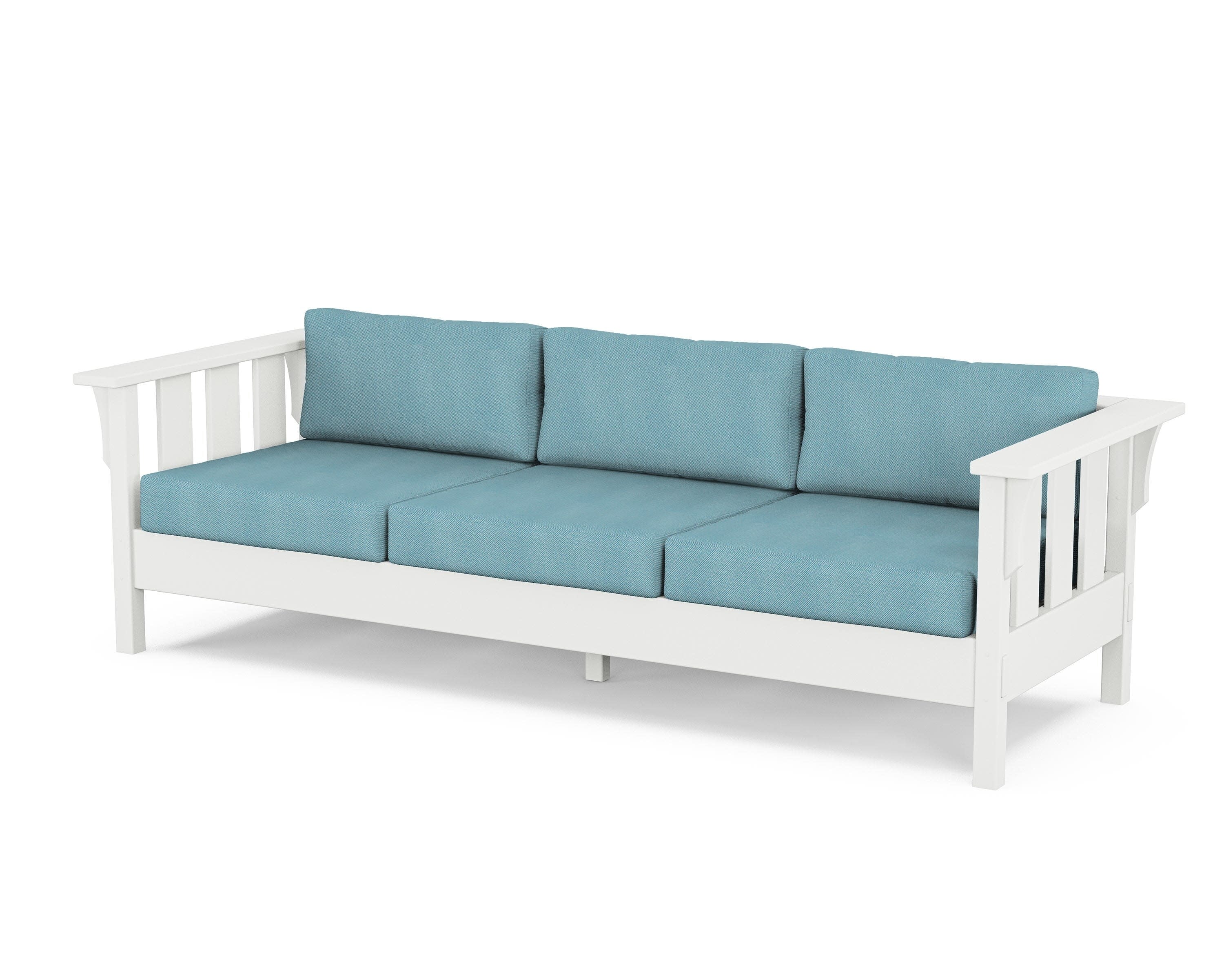 Acadia Deep Seating Sofa in White / Lattice Sky Blue
