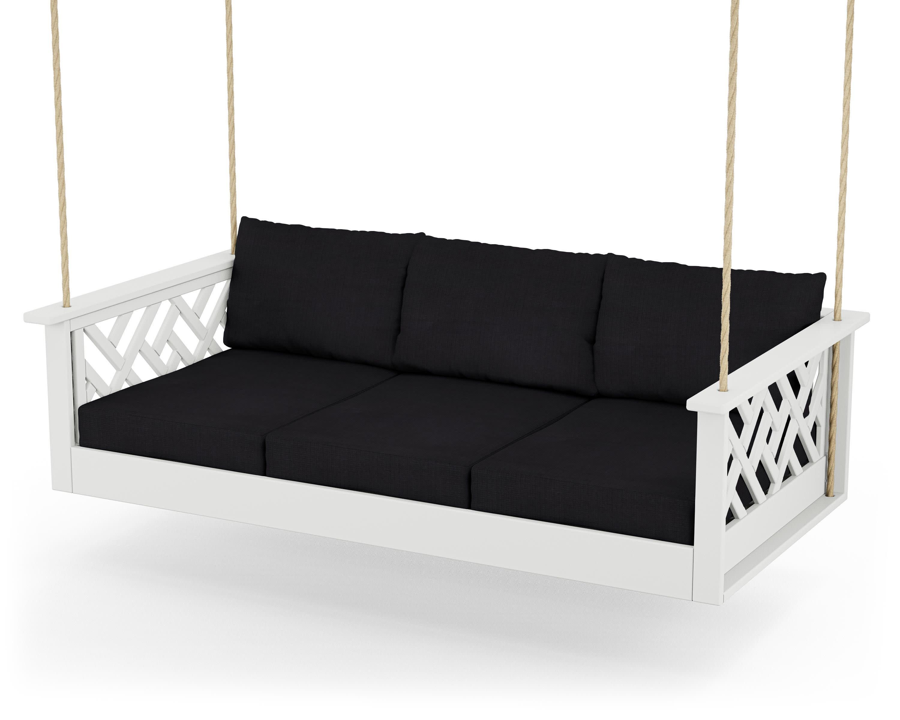 Chippendale Daybed Swing in White / Midnight Linen