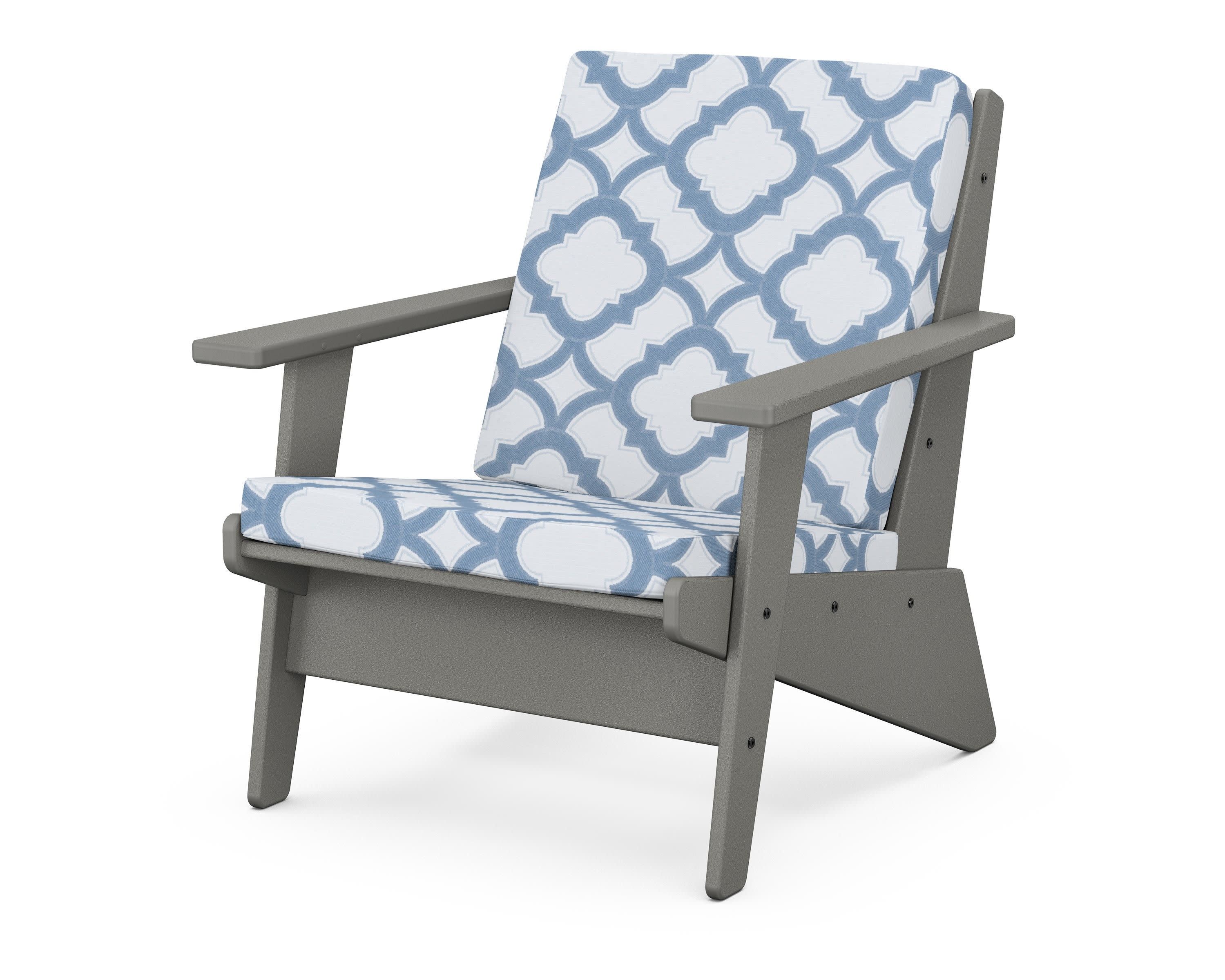 Riviera Modern Lounge Chair in Slate Grey / Trellis Sky Blue
