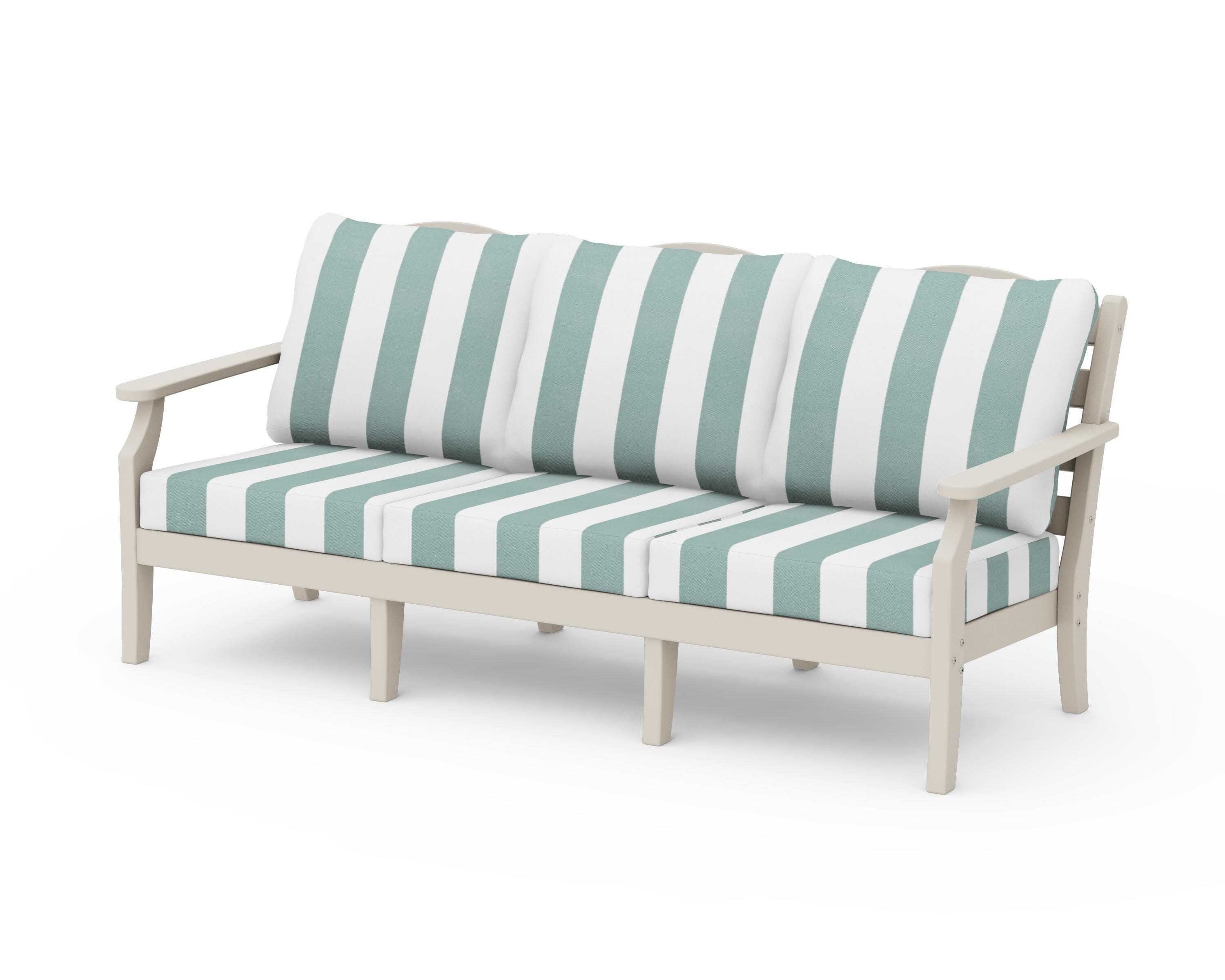 Savannah Deep Seating Sofa in Sand / Cabana Stripe Glacier Spa