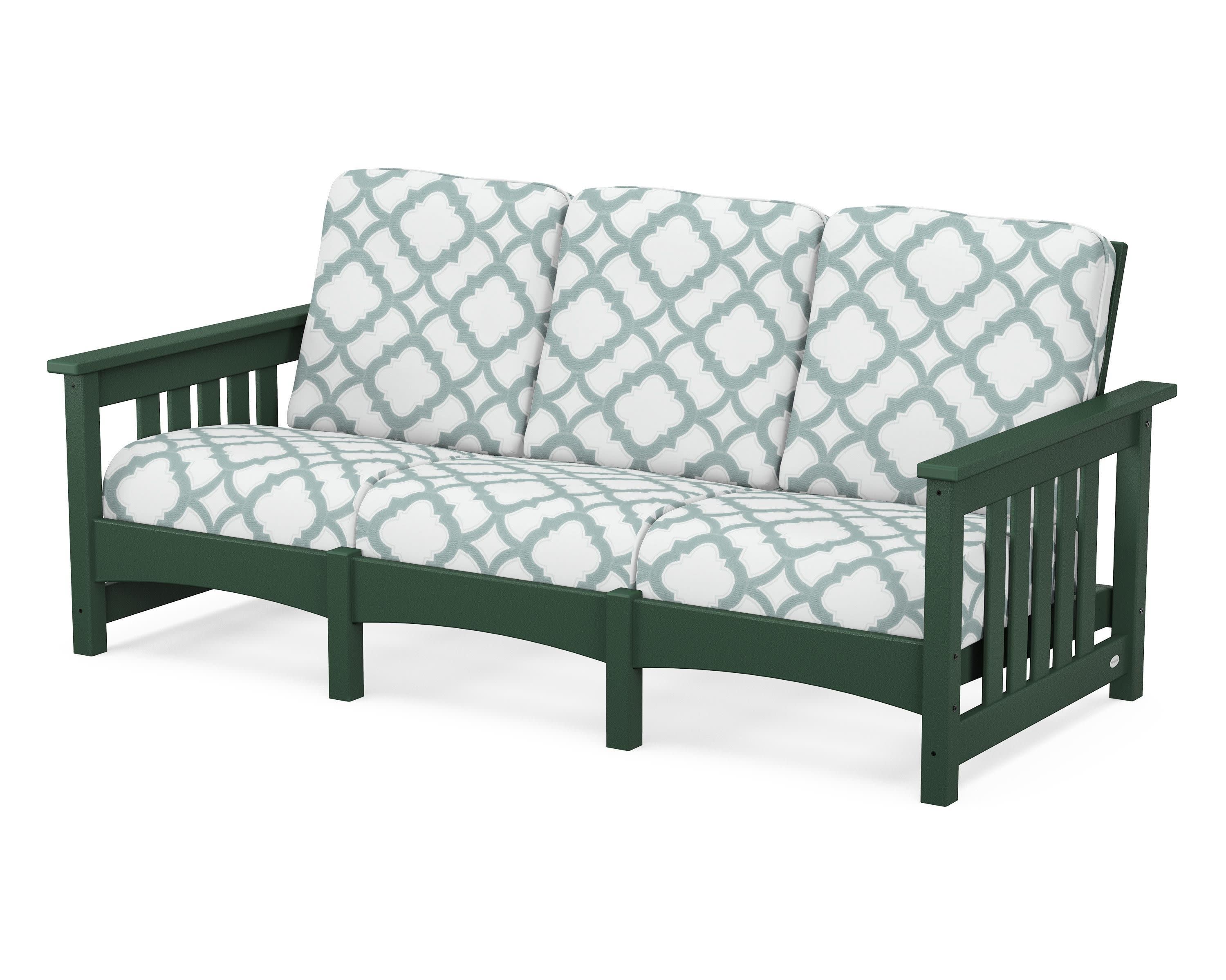 Club Mission Sofa in Green / Trellis Glacier Spa