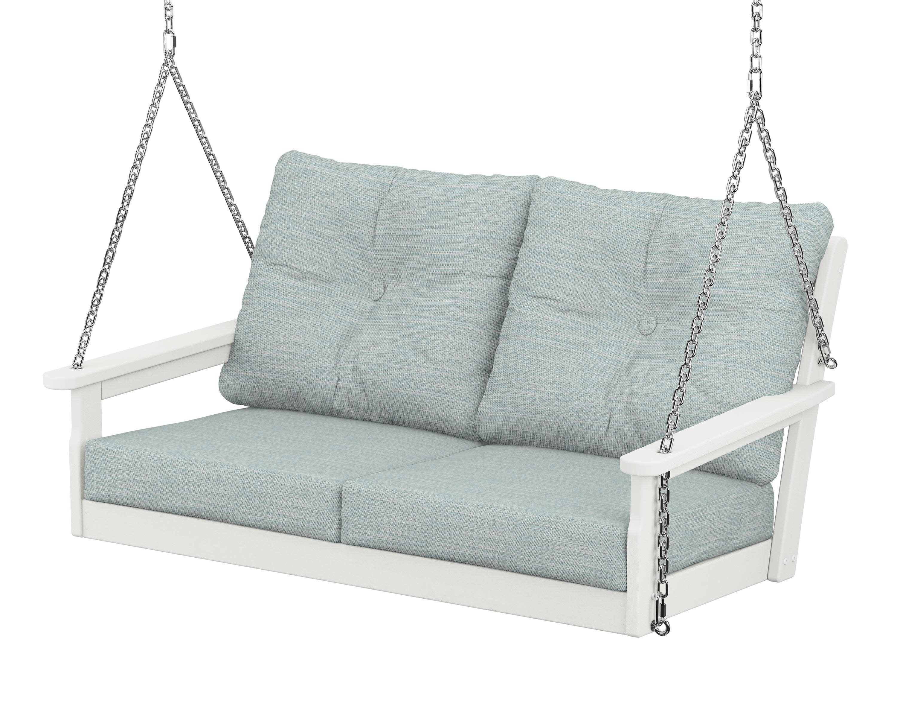 Vineyard Deep Seating Swing in Vintage White / Soothe Mist