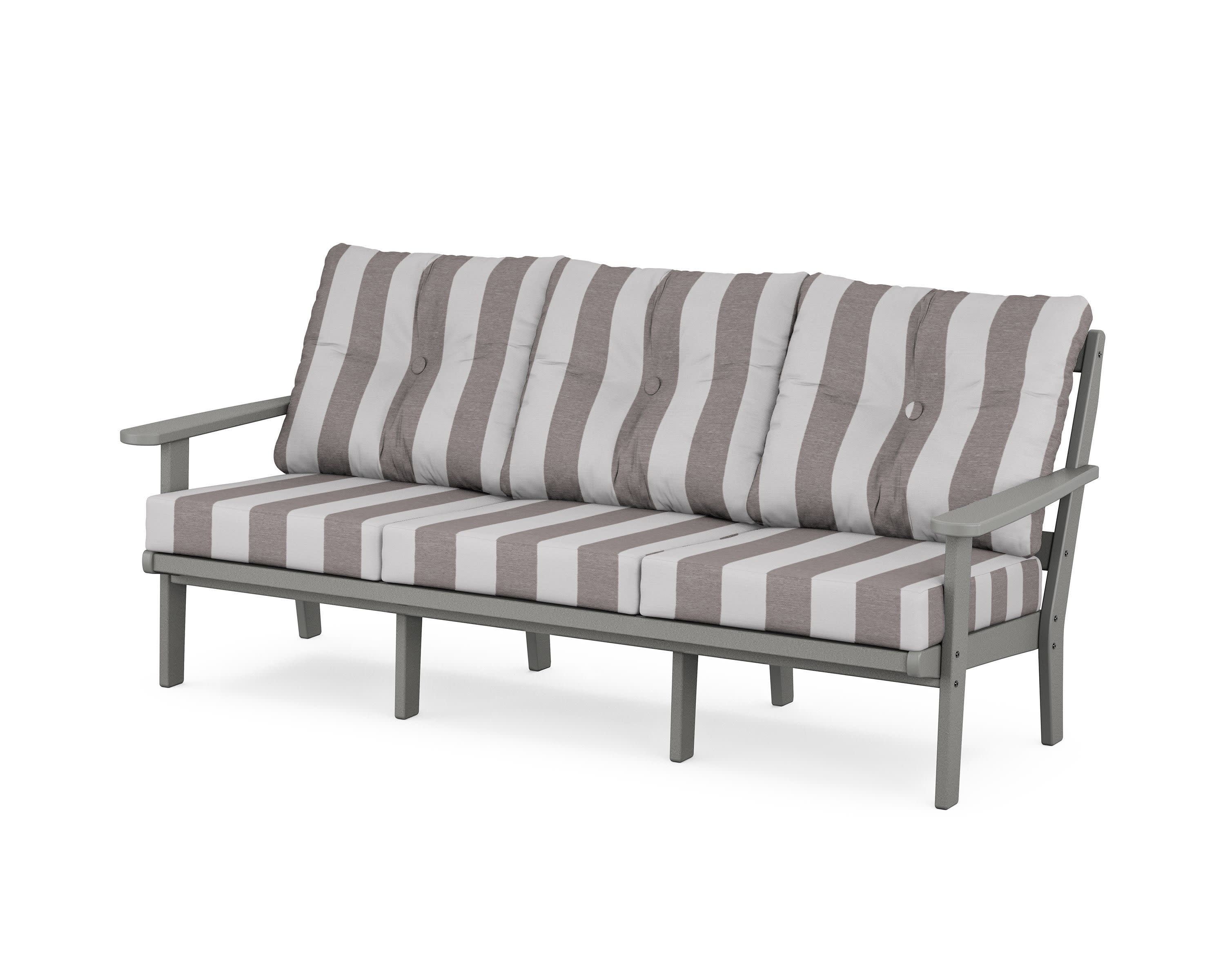 Mission Deep Seating Sofa in Slate Grey / Cabana Stripe Grey Mist