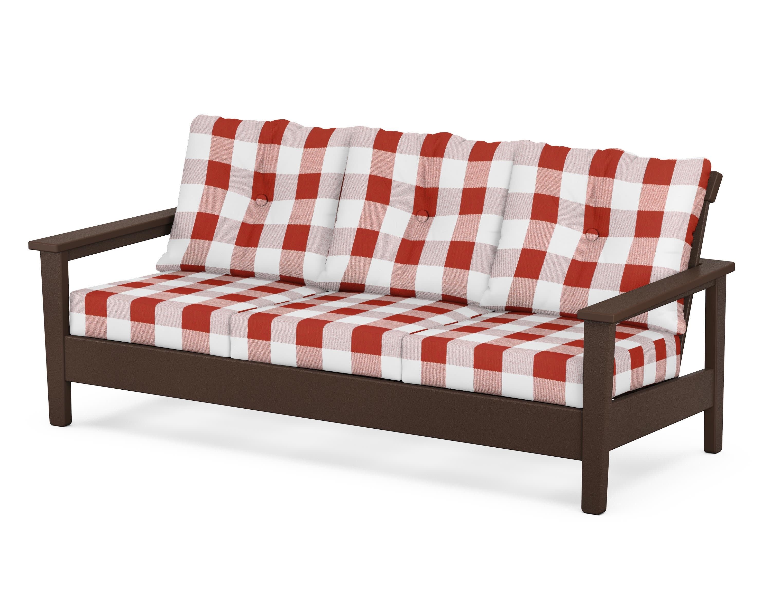 Prescott Deep Seating Sofa in Mahogany / Buffalo Plaid Crimson